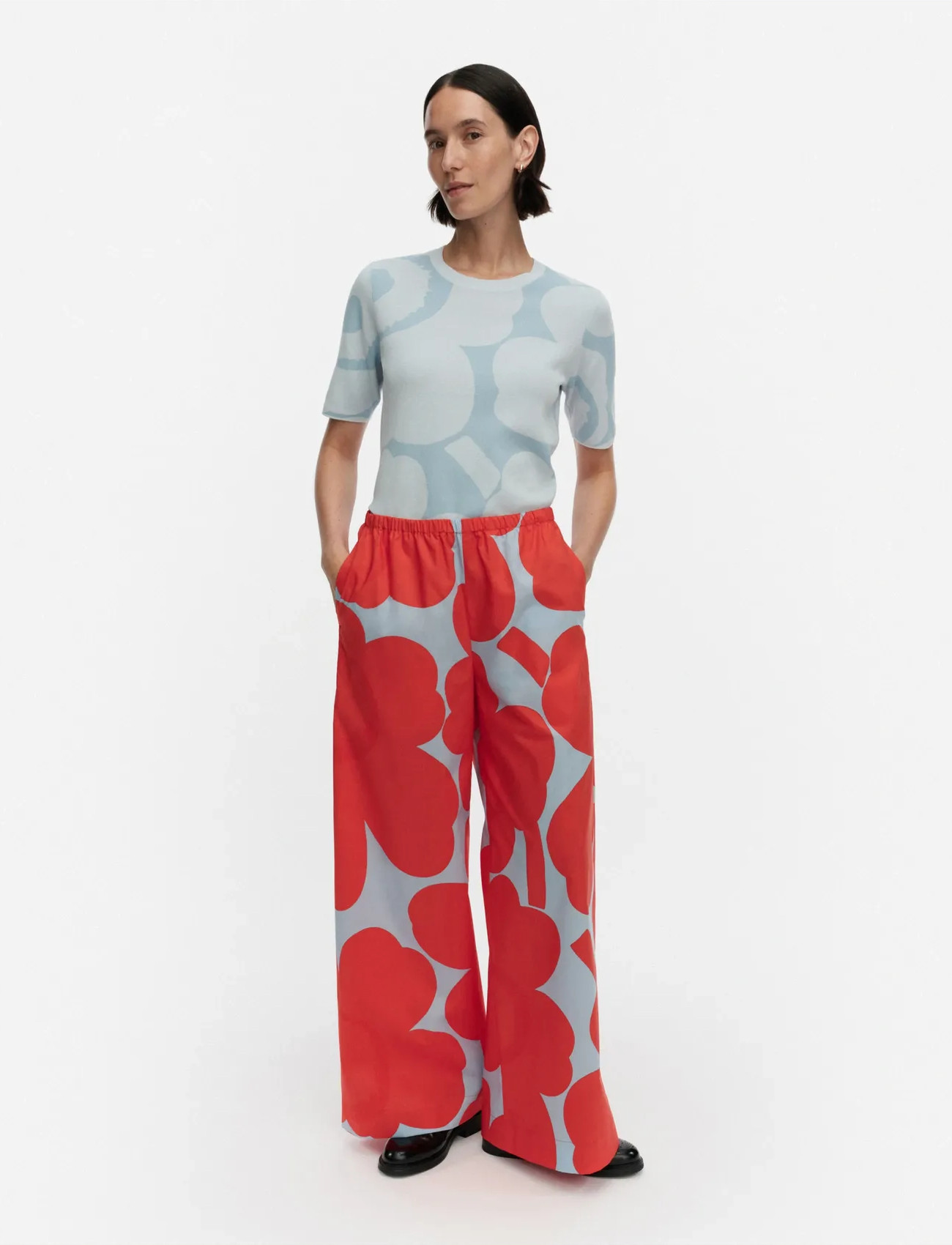 Marimekko Kappale Unikko, L, Red, Bukser > Brede Ben, Dame