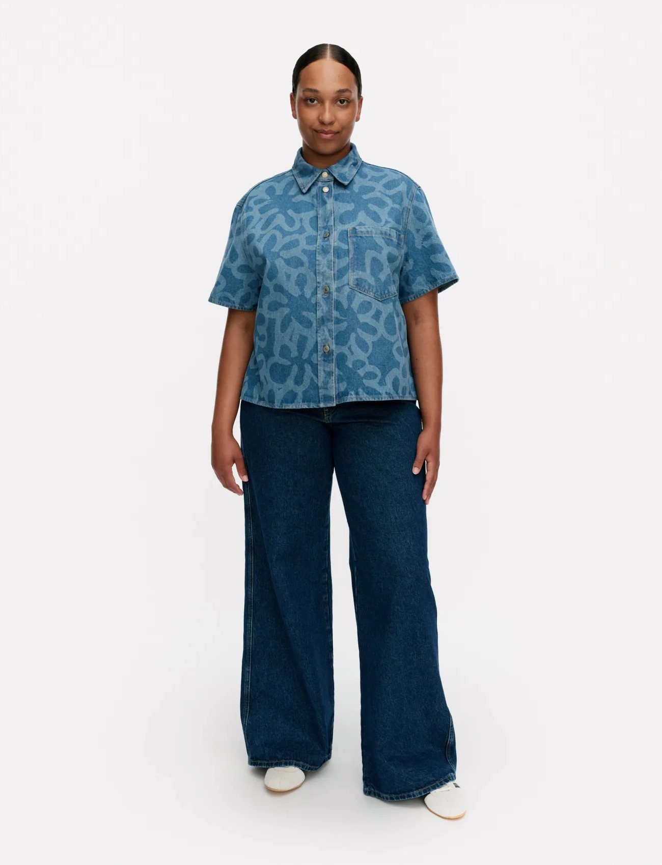 Marimekko Maridenim Kuvata Kukka, 34, Blue, Skjorter > Denim-Skjorter, Dame