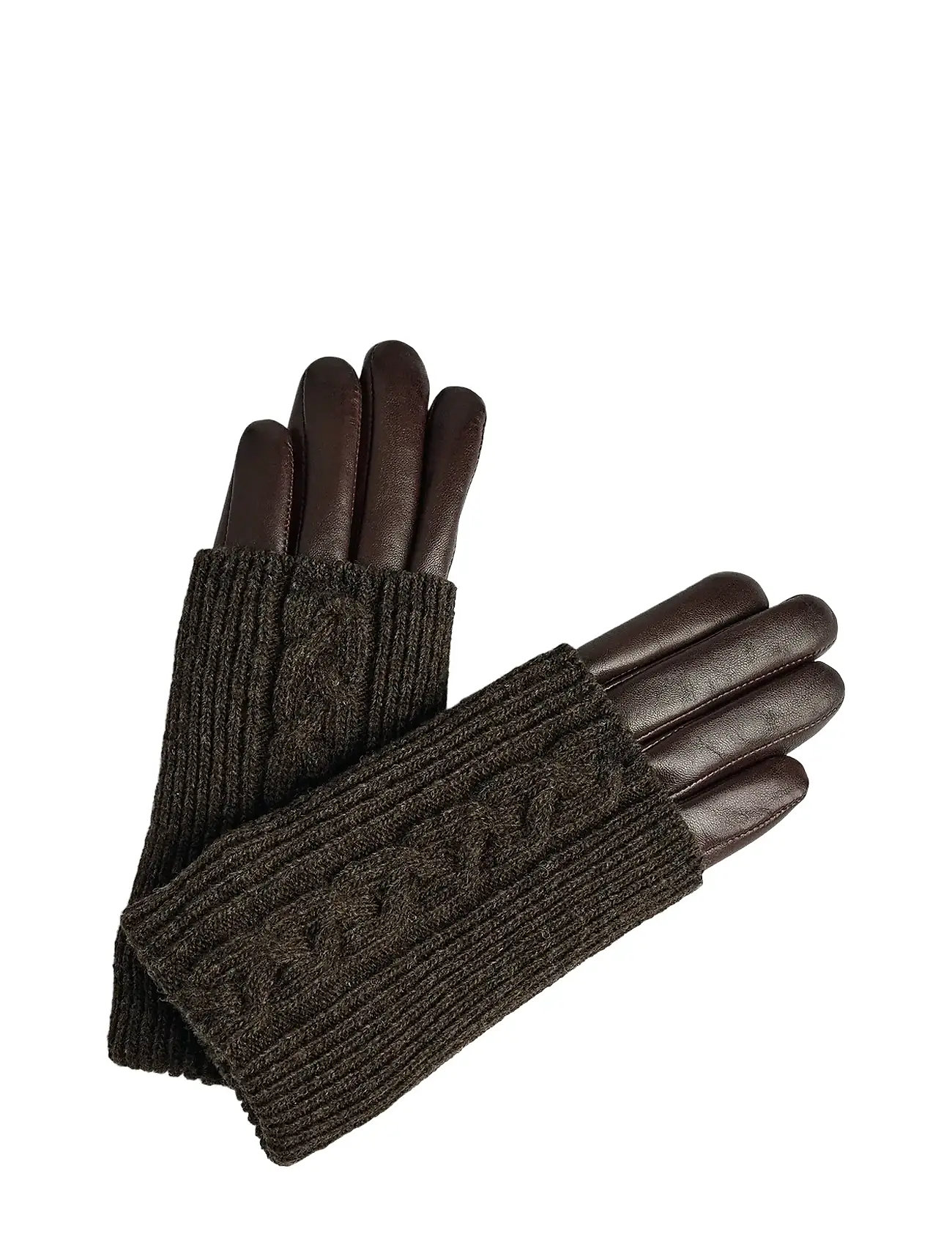 MARKBERG Hellymbg Glove, Cable Knit Braun - 7 - Damen