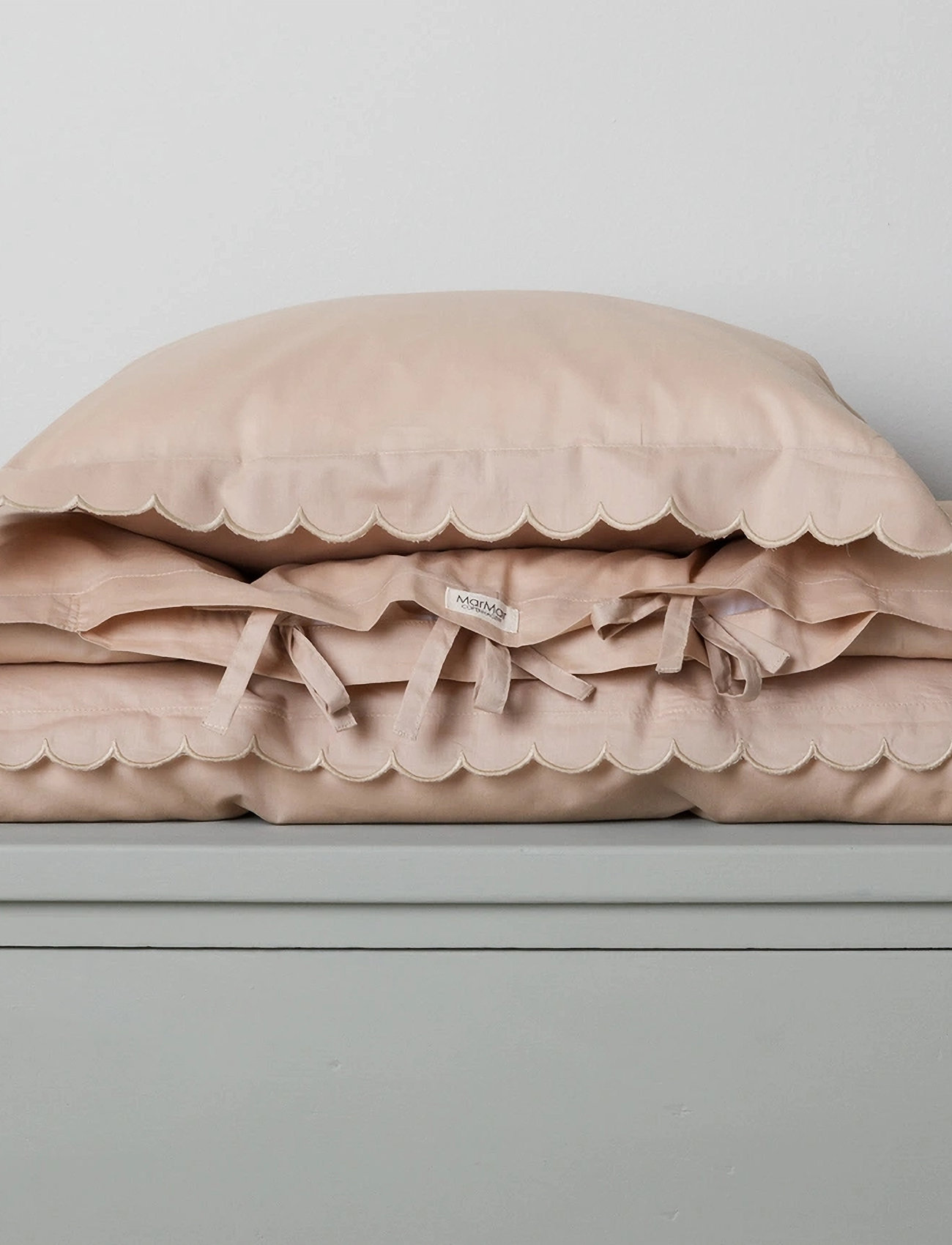 MarMar Copenhagen Bed Linen Scallop Baby, 70X100 cm;43X39 cm, Cream, Søvntid > Sengesæt, Børn