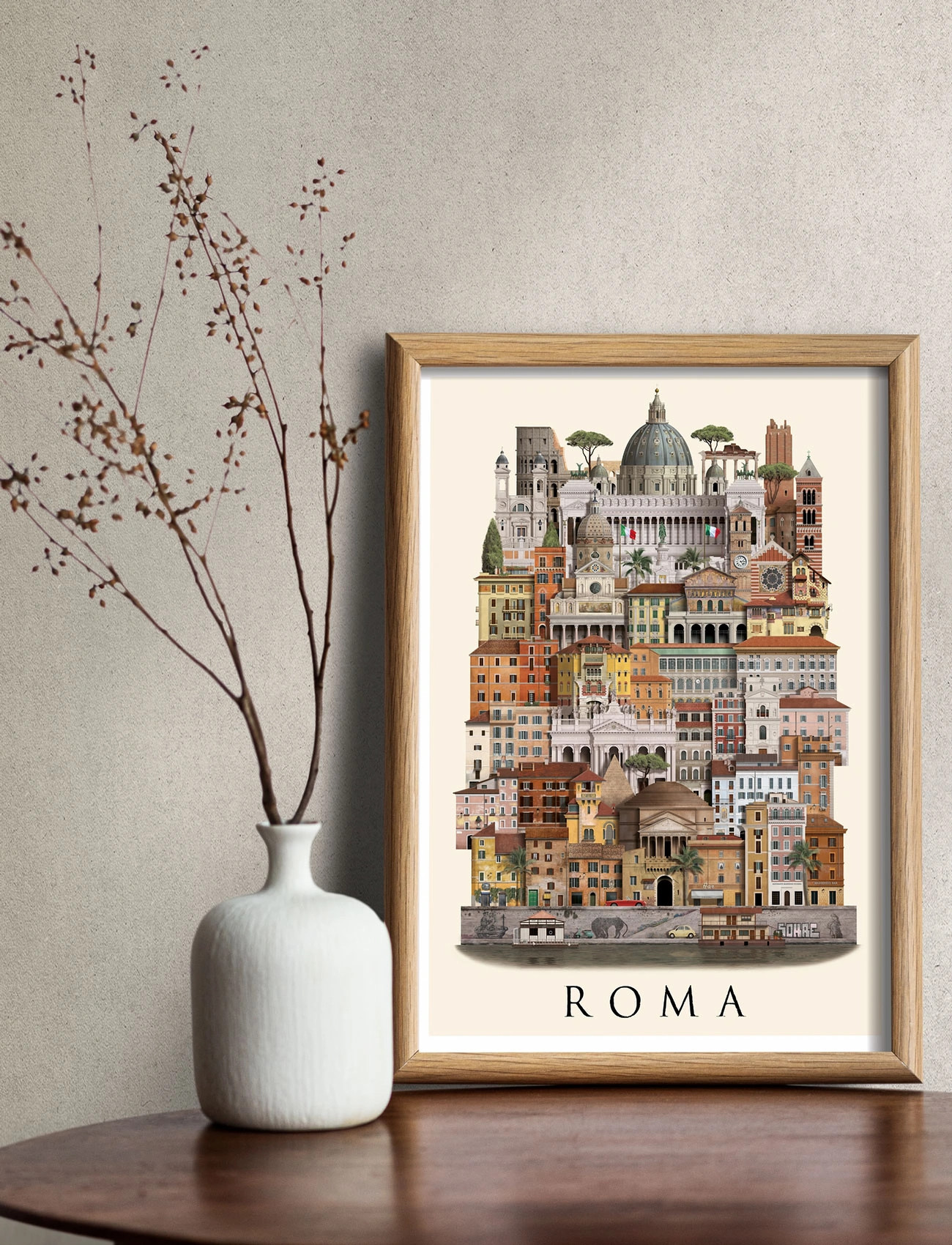 Martin Schwartz Rome Small Poster, 29.7X42 cm, Multi/patterned, Tasker > Totes, Dame