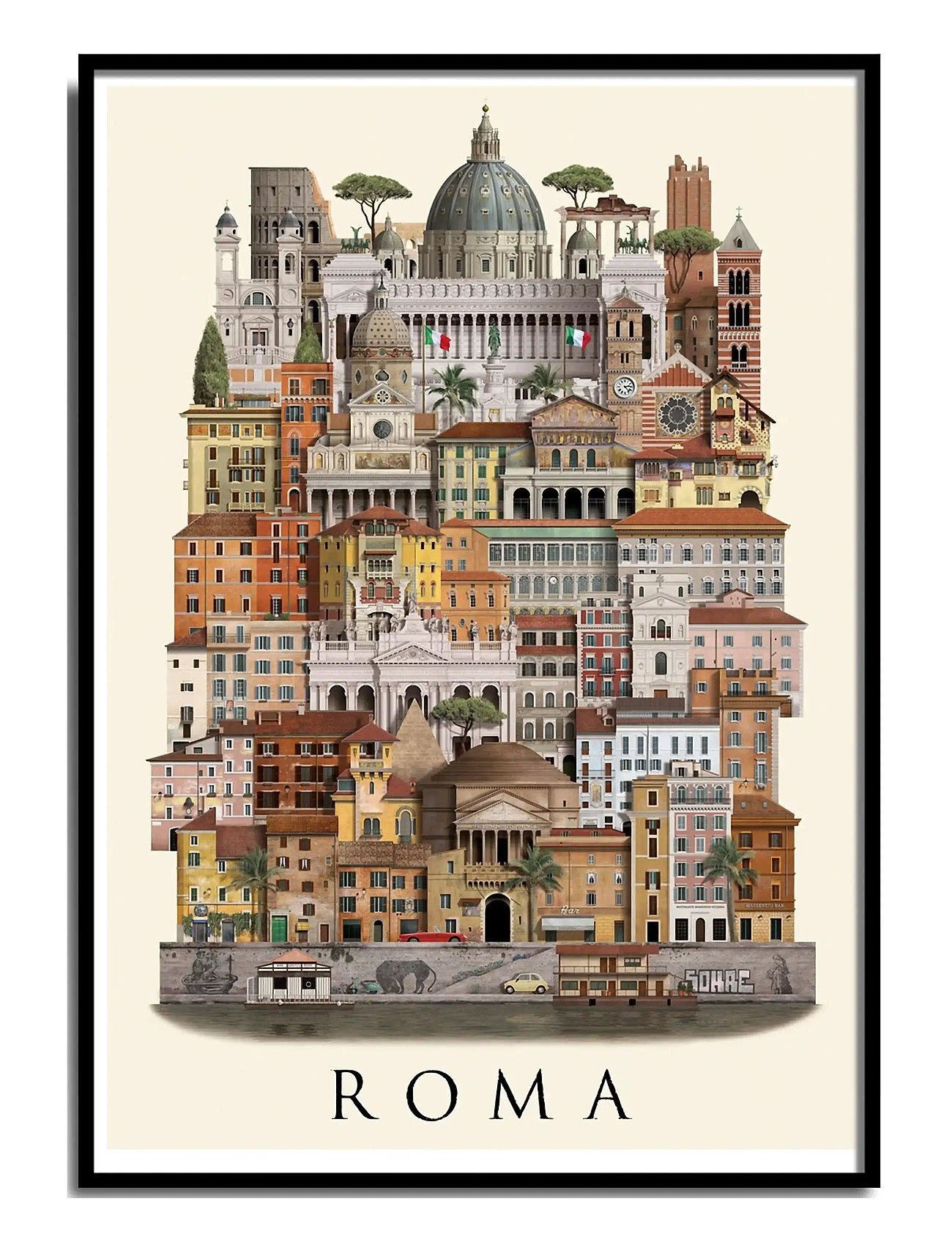 Martin Schwartz Rome Standard Poster, 50X 70 cm, Multi/patterned, Plakater > Byer Og Kort, Unisex