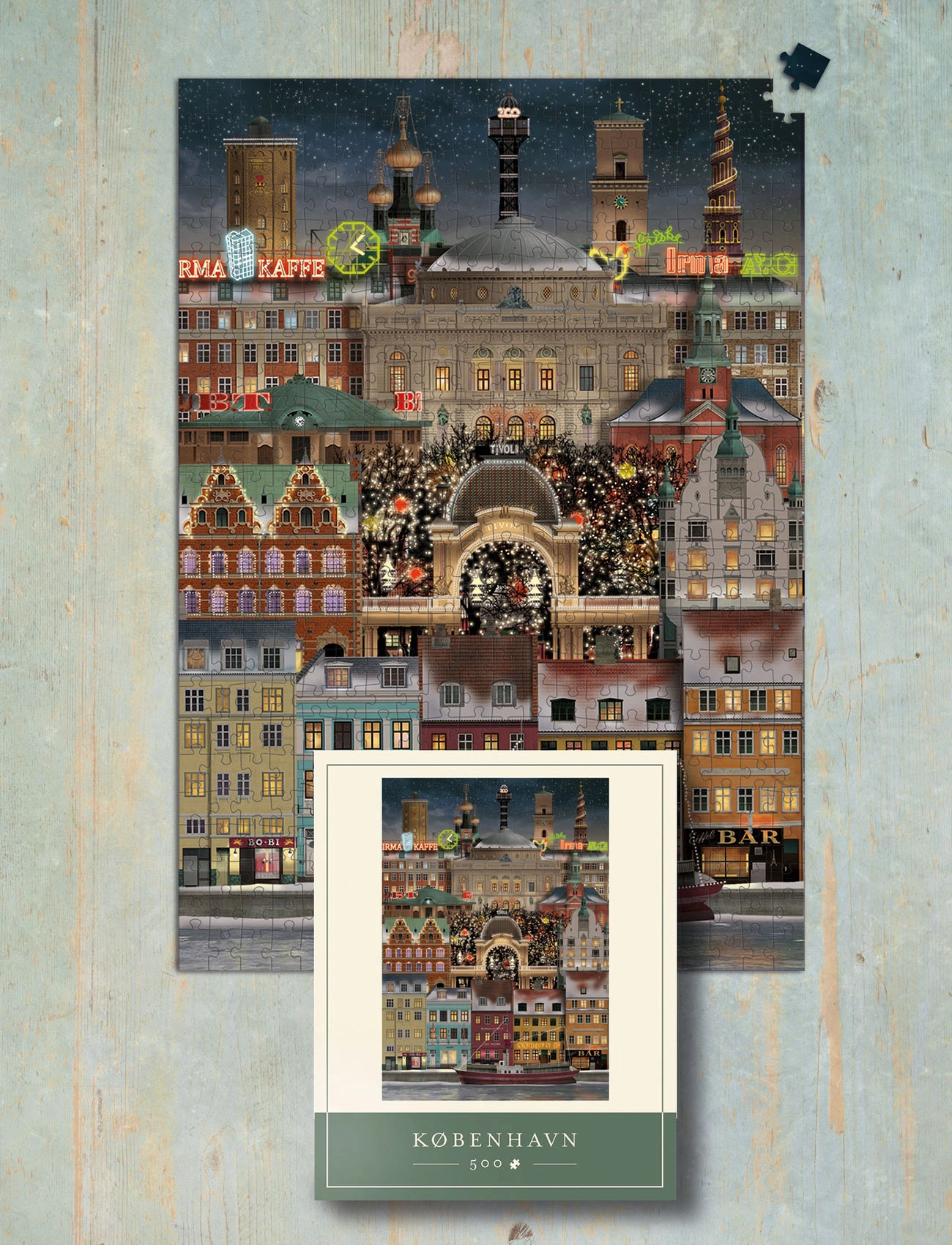 Martin Schwartz København Jigsaw Puzzle (500 Pieces), 33X47 cm, Khaki green, Puslespil & Spil > Puslespil, Unisex