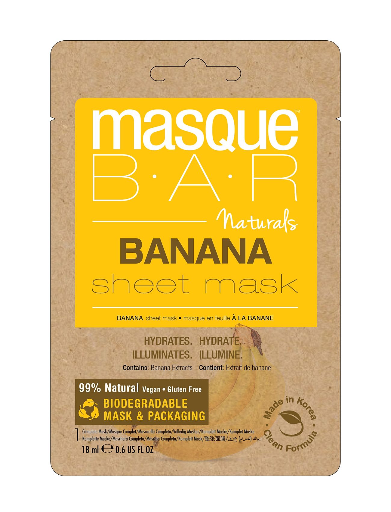 Masquebar Naturals Banana Sheet Mask Ansiktsmask Smink Coral Masque B.A.R