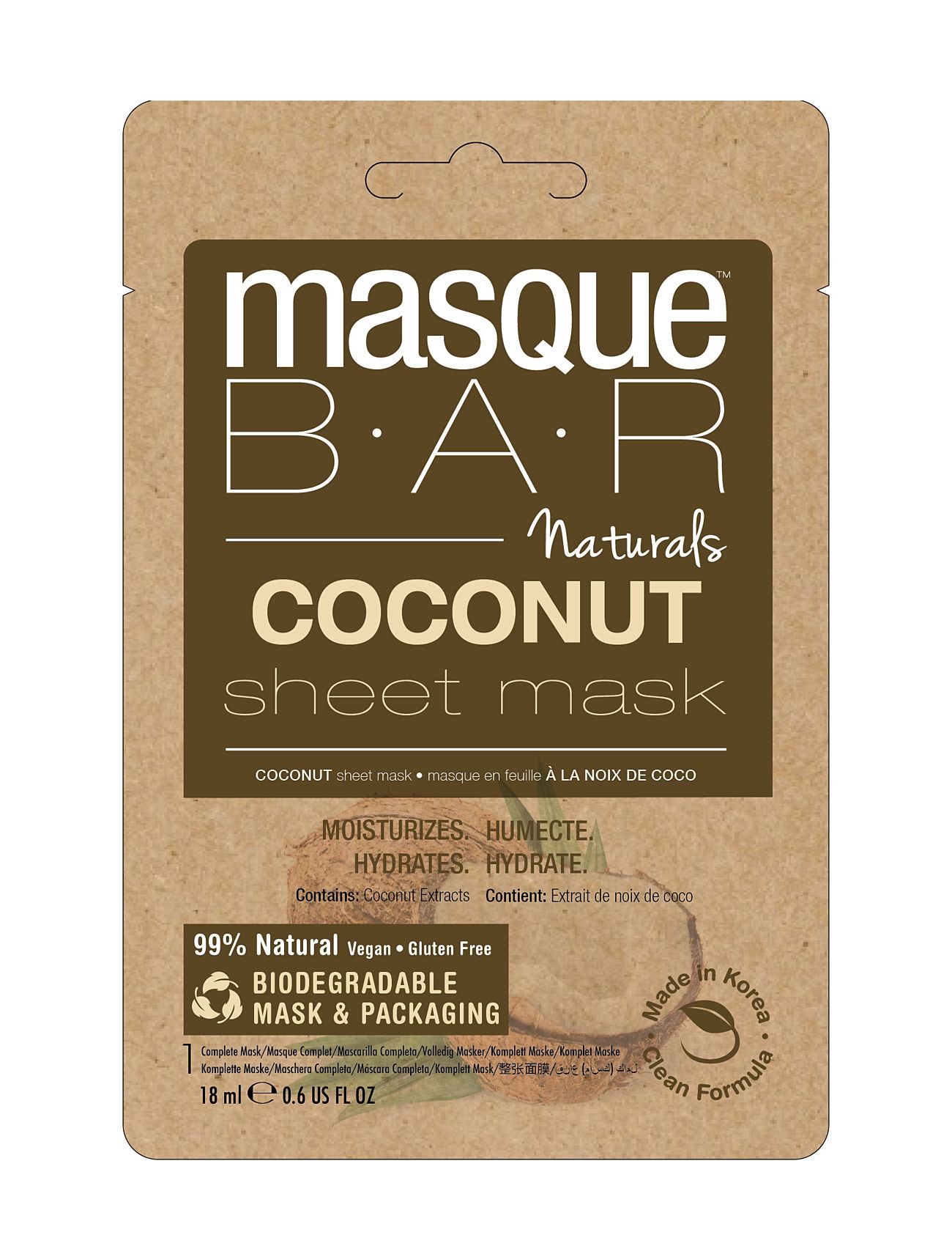 Masquebar Naturals Coconut Sheet Mask Ansiktsmask Smink Nude Masque B.A.R