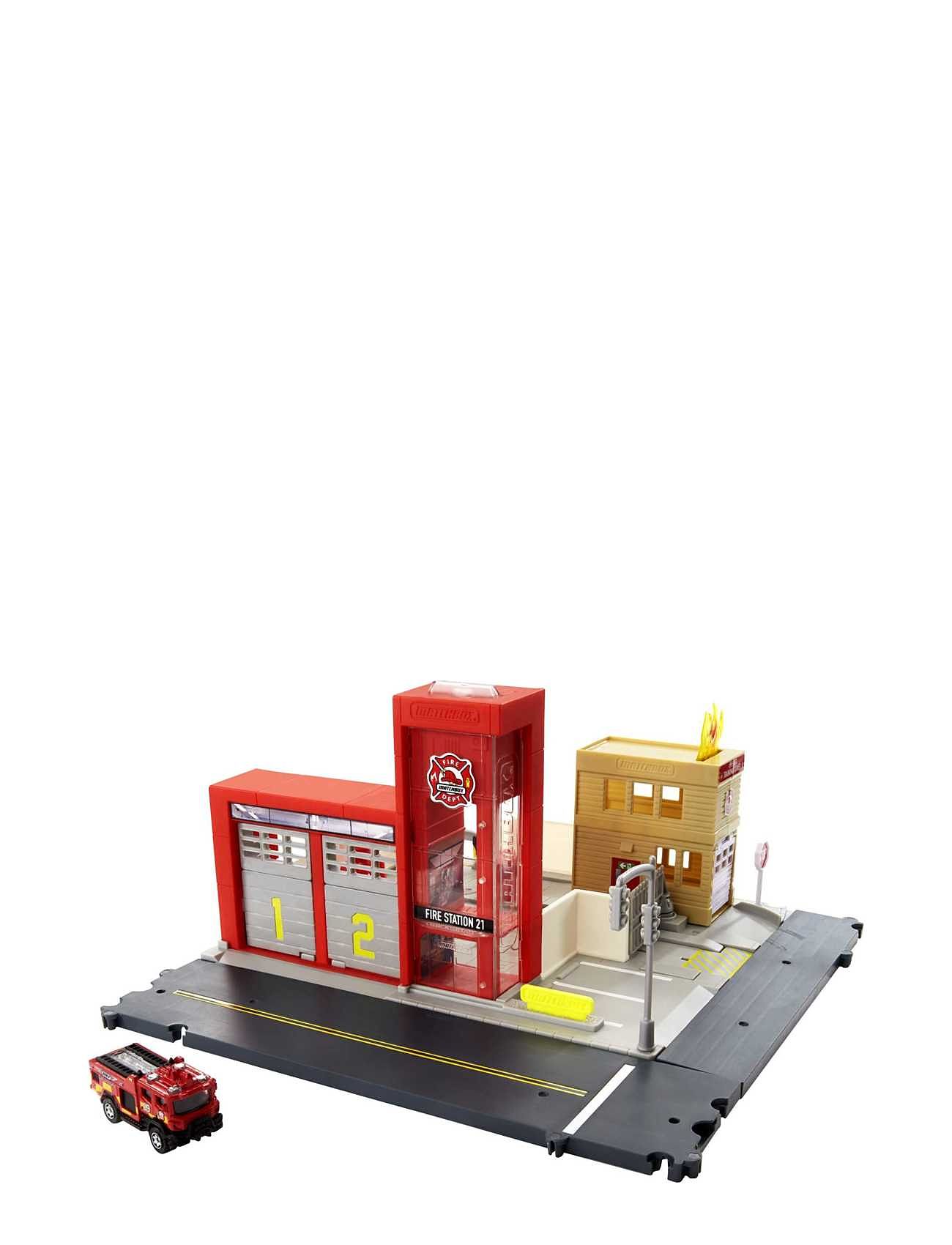 Action Drivers Fire Station Rescue-Legesæt Toys Toy Cars & Vehicles Vehicle Garages Multi/patterned Matchbox