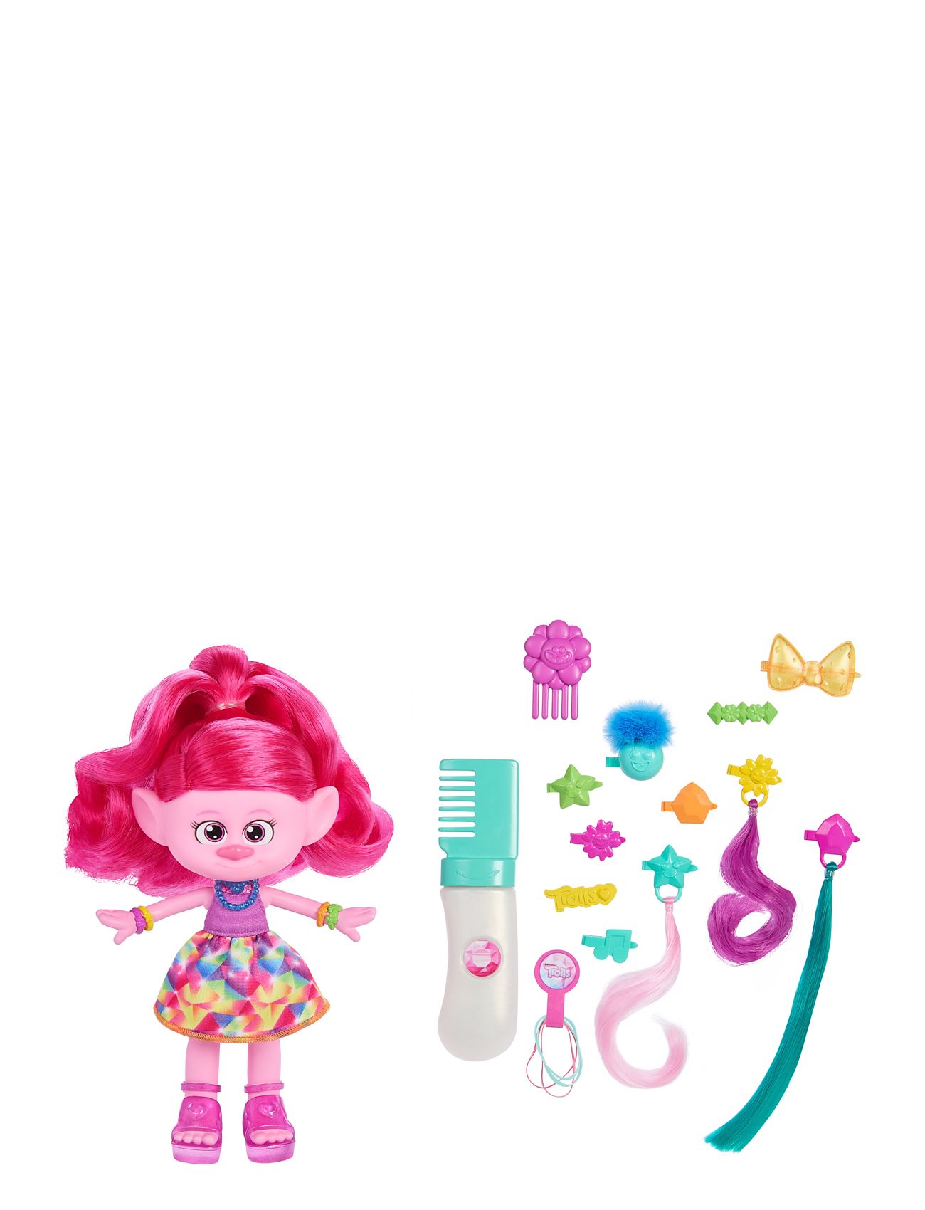 Trolls 3 Band Together Hair-Tastic Queen Poppy Toys Playsets & Action Figures Movies & Fairy Tale Characters Multi/patterned Trolls