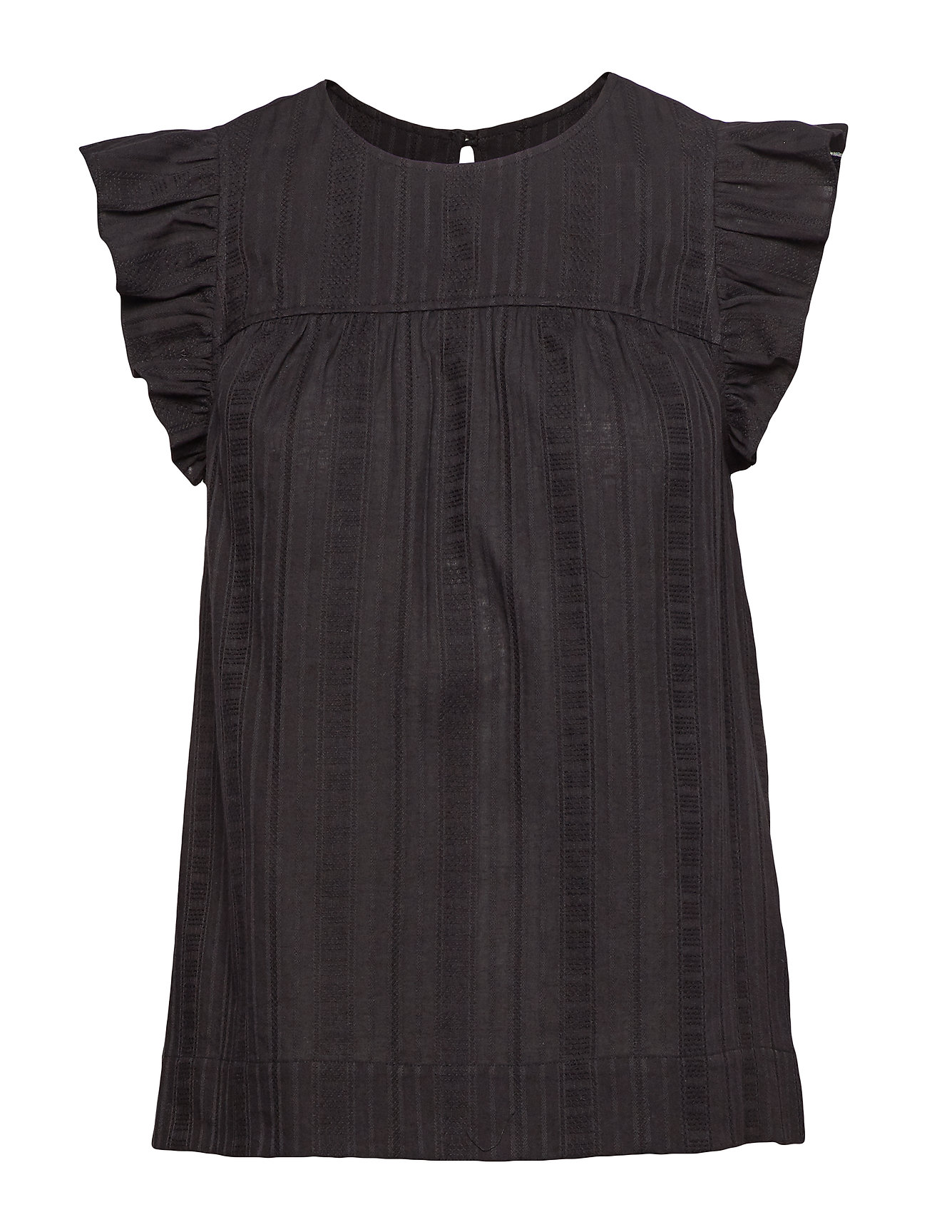 Zoe Embroidery Top Blouse Korte Mouwen Zwart Mayla Stockholm mayla stockholm kopen in de aanbieding