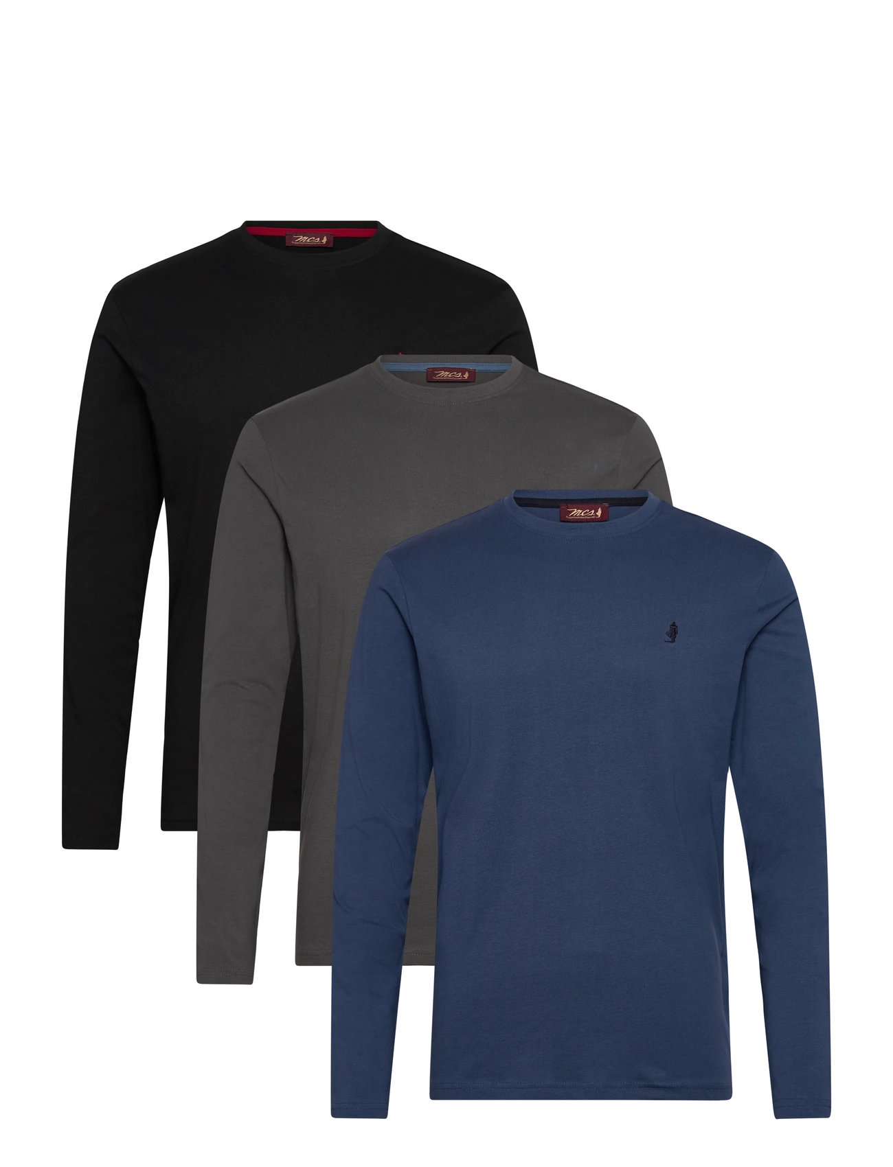 MCS Jack Reg Ls 3Pk Mcs M Tee Schwarz - L - Herren