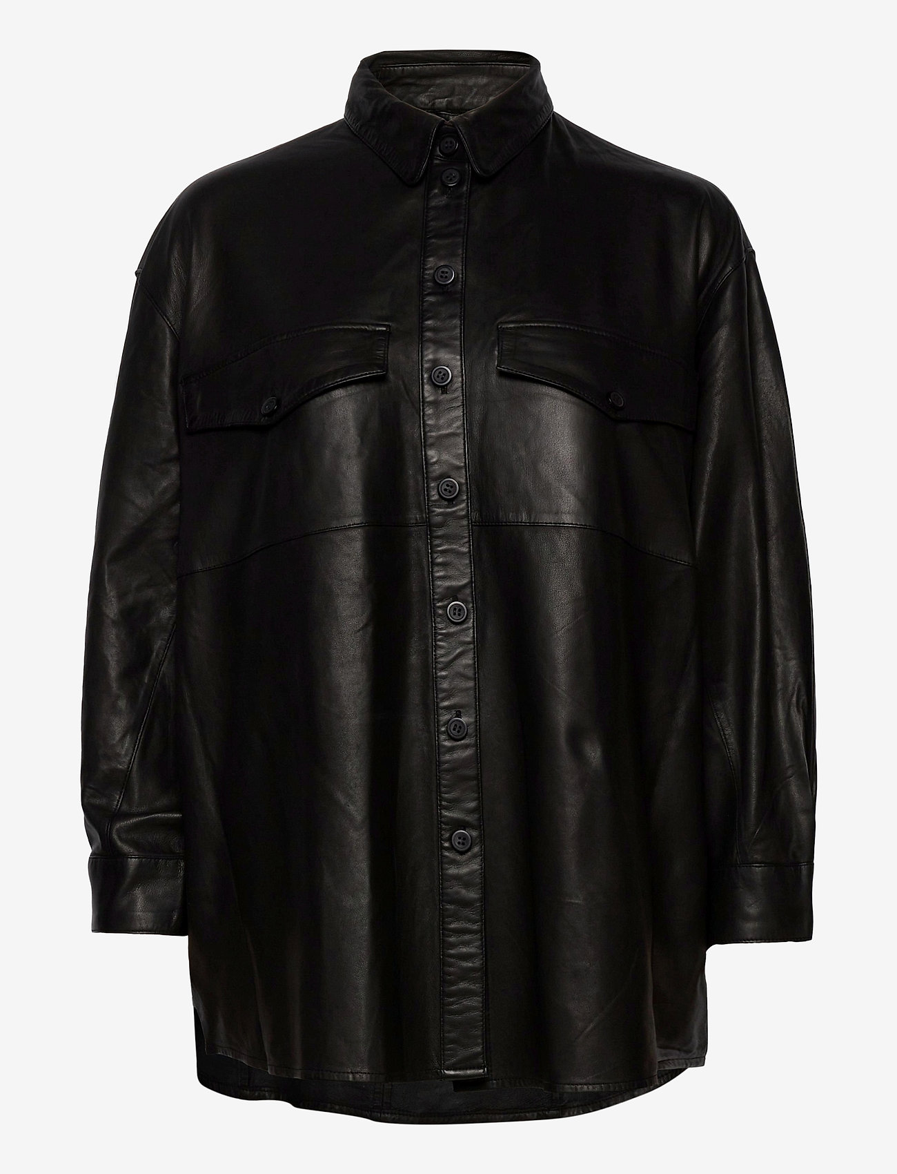 MDK / Munderingskompagniet - Agnes thin leather shirt - overshirts - black - 0