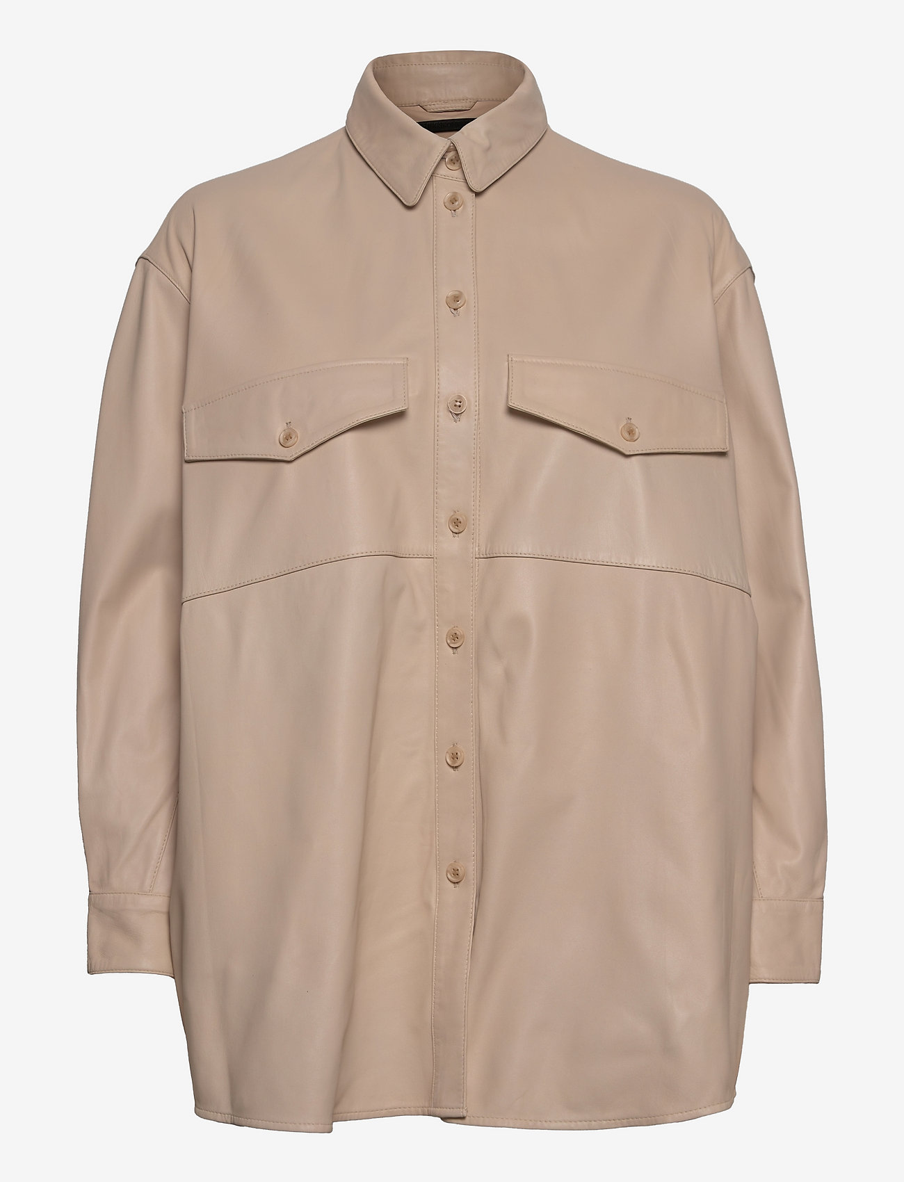 MDK / Munderingskompagniet - Agnes thin leather shirt - overshirts - sand shell - 0
