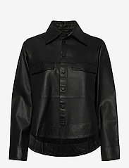 Naomi thin leather shirt - BLACK