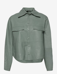 MDK / Munderingskompagniet - Naomi thin leather shirt - long-sleeved shirts - slate grey - 0