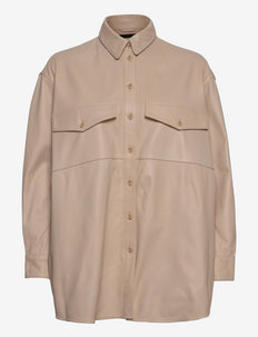 Agnes thin leather shirt - overshirts - sand shell