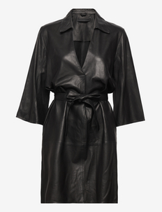 Nova thin leather kimono dress - kimona - black