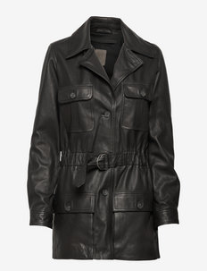 Lucky belt jacket - leather jackets - black