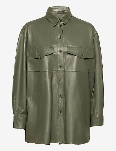 Agnes thin leather shirt - overshirts - four leaf clover