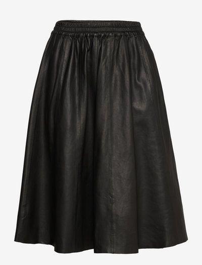 Frederikke thin leather skirt - leðurpils - black