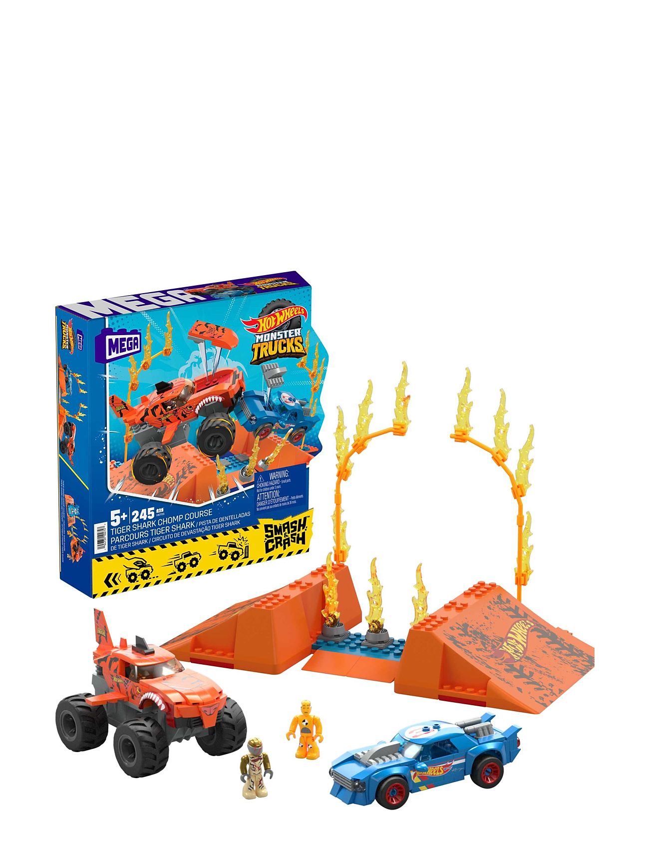 Hot Wheels Smash N Crash Tiger Shark Chomp Course Toys Toy Cars & Vehicles Race Tracks Multi/patterned MEGA Hot Wheels