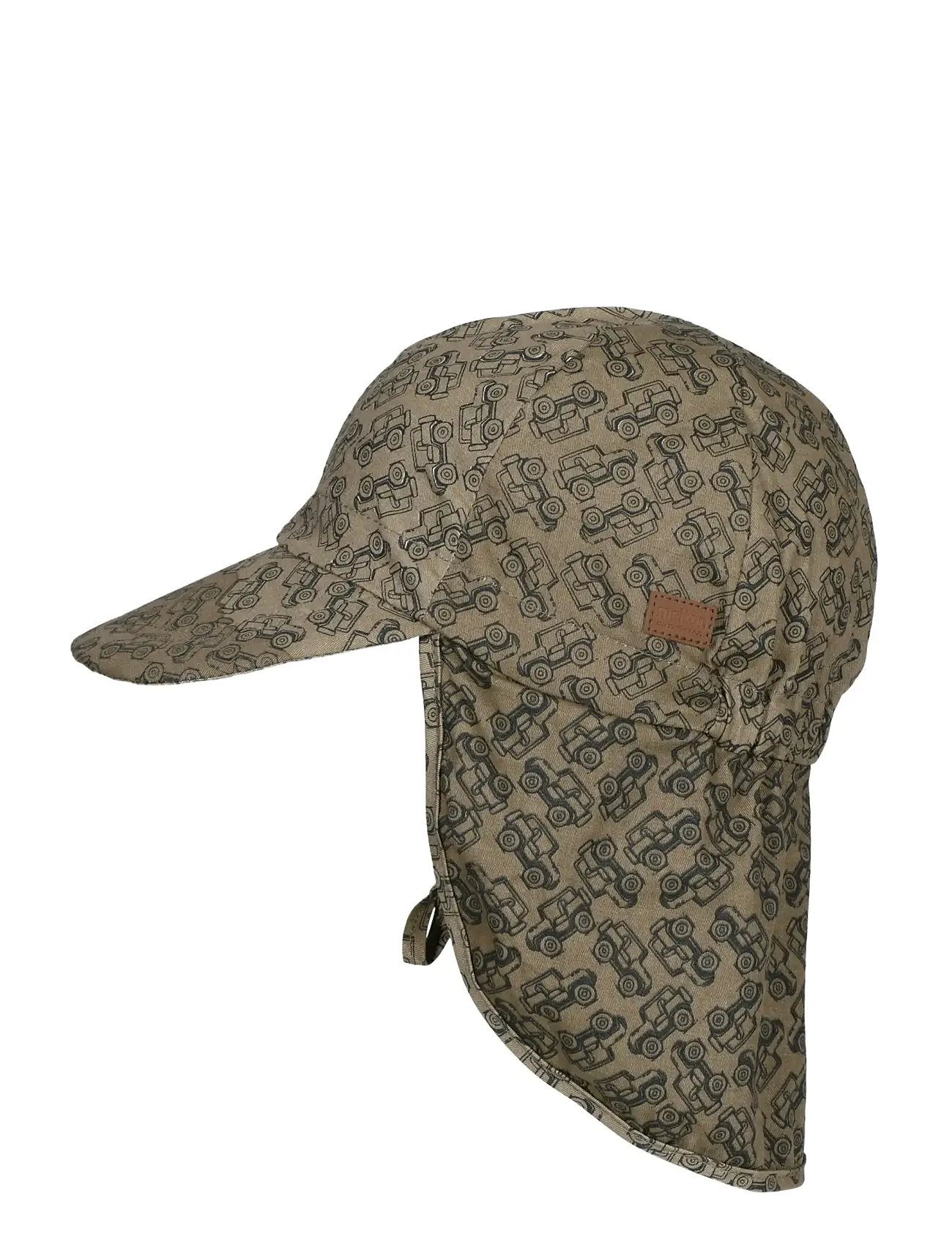 Melton Cap W/Neck & Tie W/Print, 45, Green, Tilbehør > Solhatte, Børn