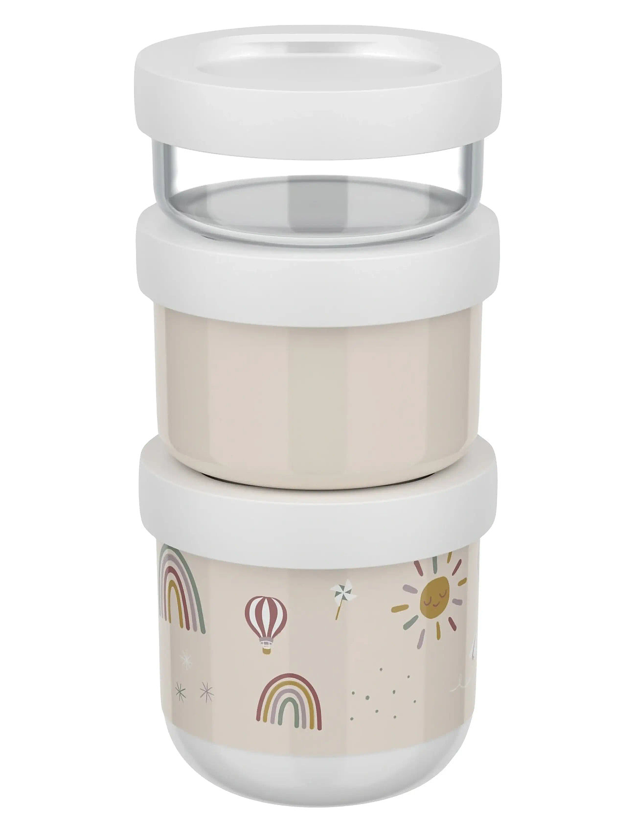 Mepal Snackboks-Tårn Mio Sunshine & Rainbow 3 Dele, 8.6X8.6X17.9 cm, Beige, Måltidstid > Madkasser, Børn