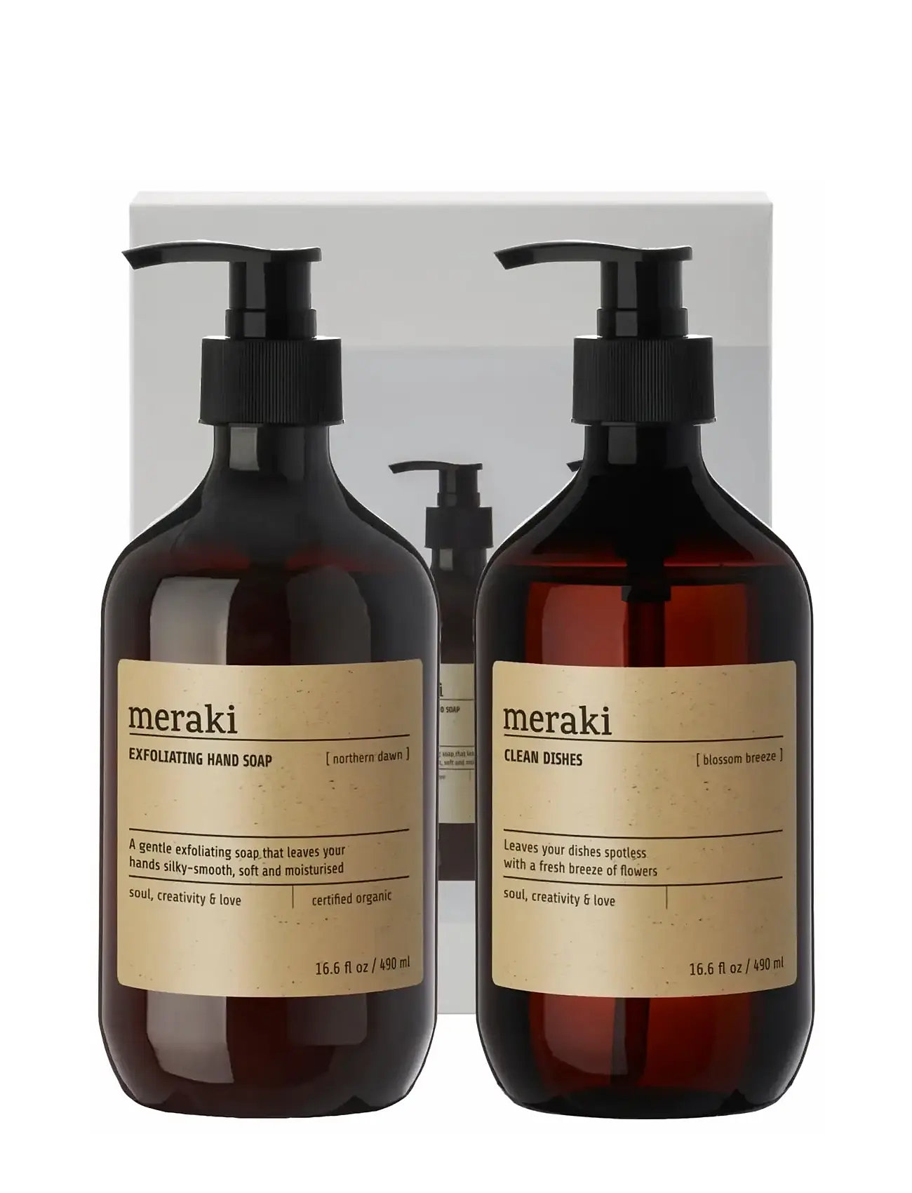 meraki Gift Box, Northern Dawn Exfoil. Hand Soap + Blossom Breeze Dish Wash, 490 490 Ml Ml 3