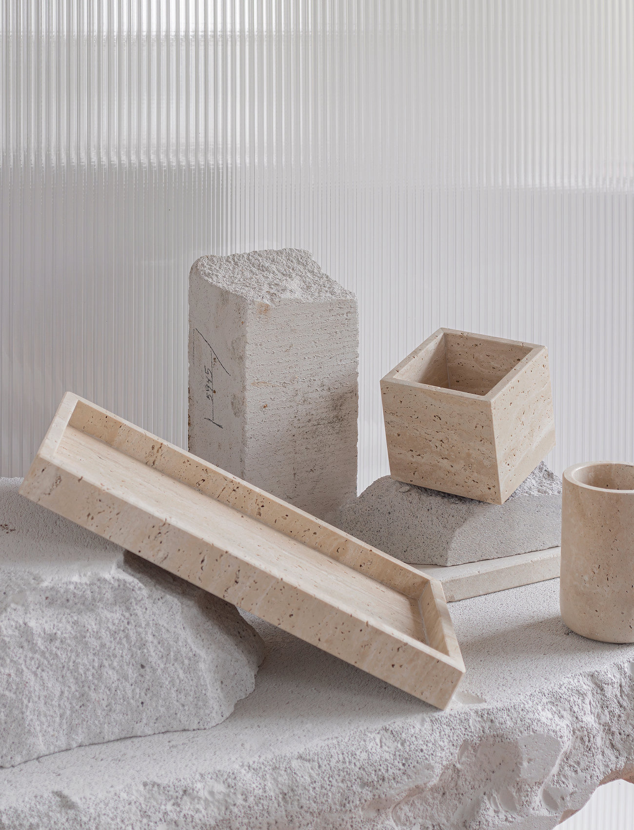 Mette Ditmer Travertine Cube, One Size, Beige, Dekoration > Dekorative Fade, Unisex