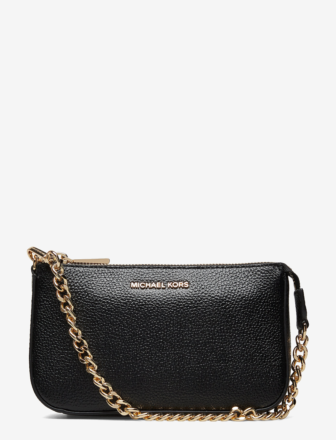michael kors black clutch with gold chain