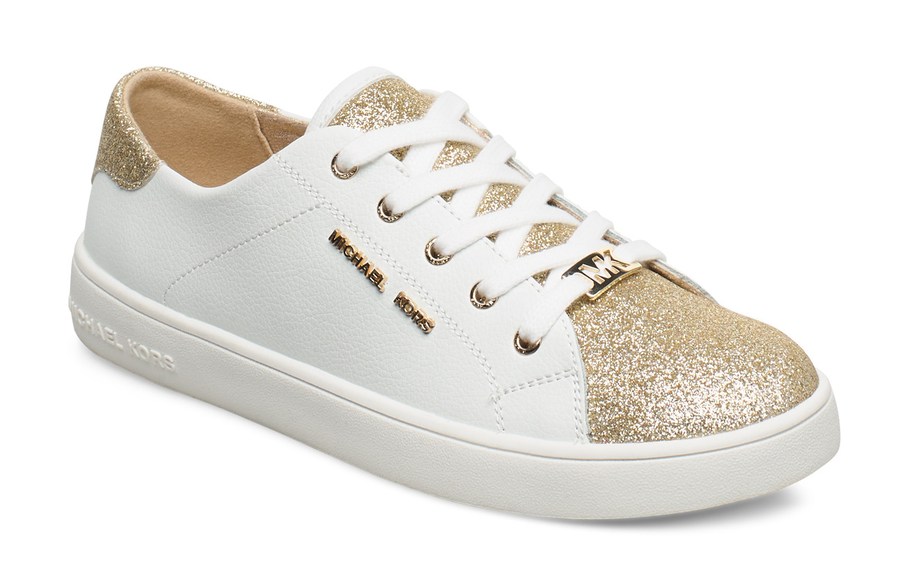 white and gold mk sneakers