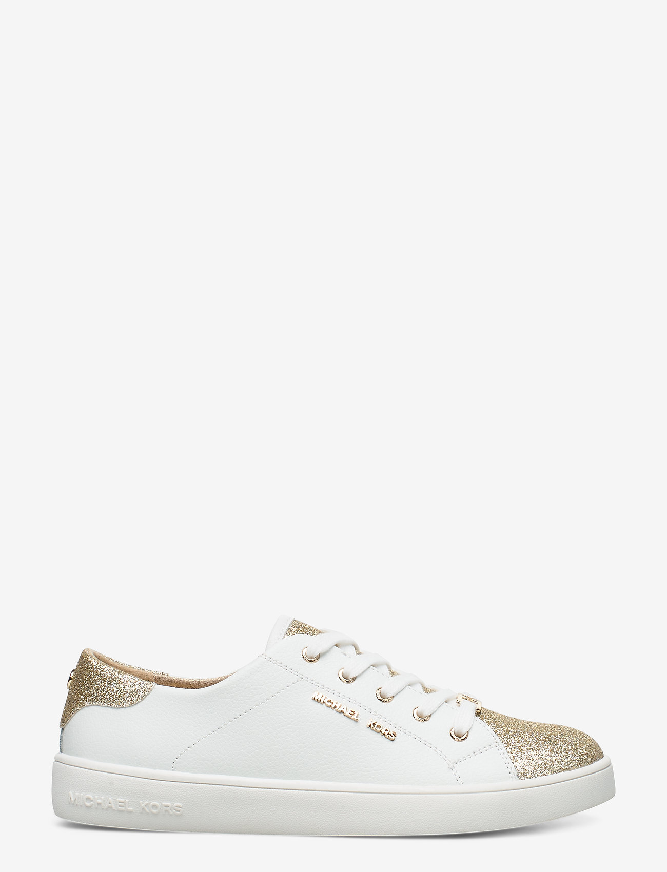 white and gold mk sneakers