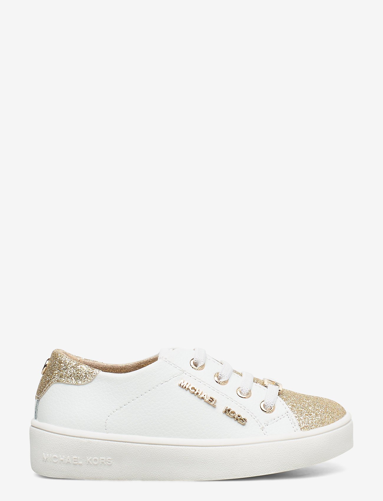 white and gold mk sneakers