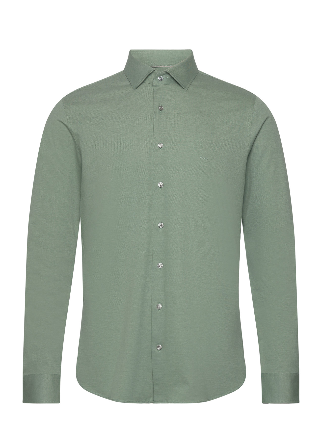 Solid Pique Slim Shirt Tops Shirts Casual Green Michael Kors