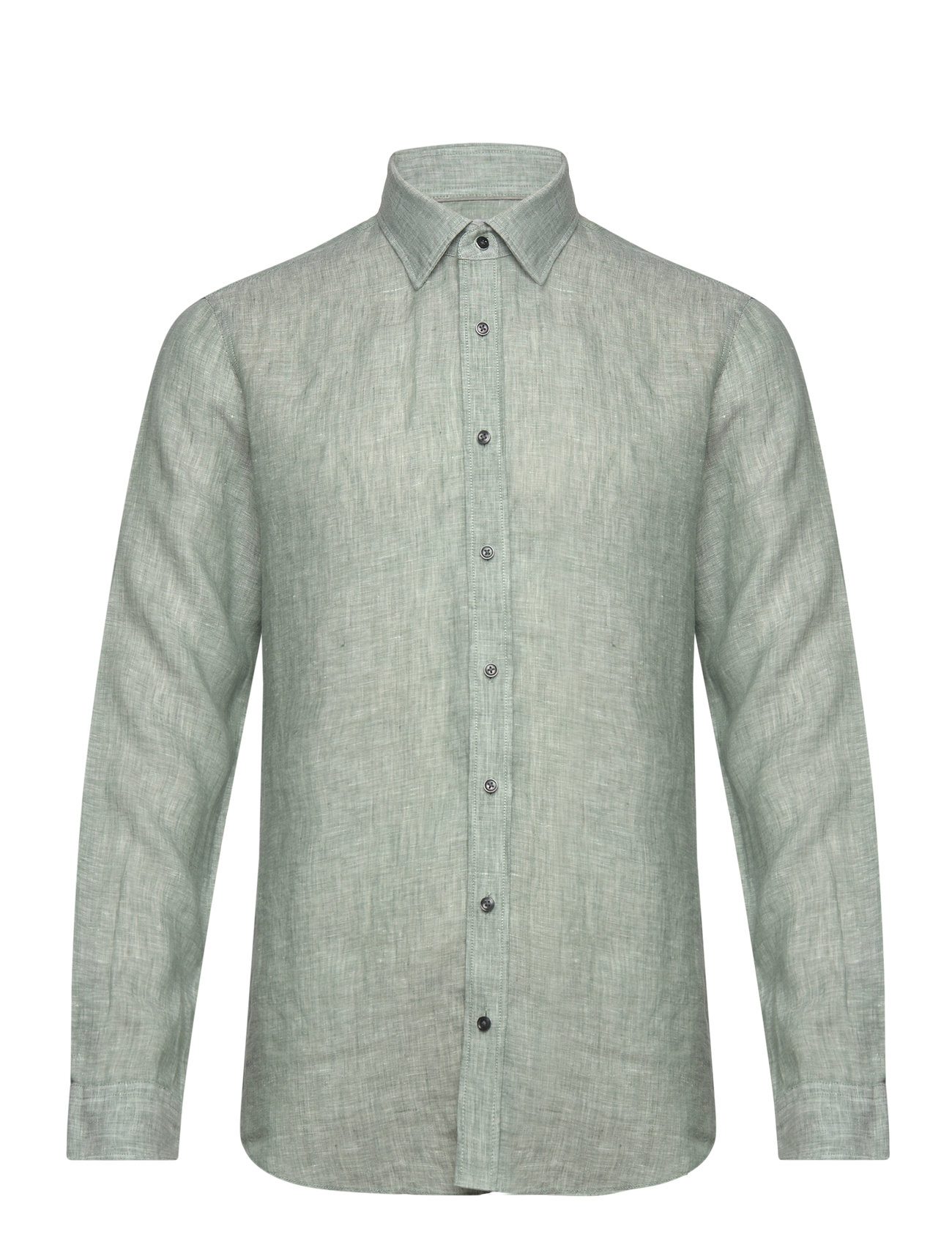 Linen Slim Fit Shirt Tops Shirts Linen Shirts Green Michael Kors