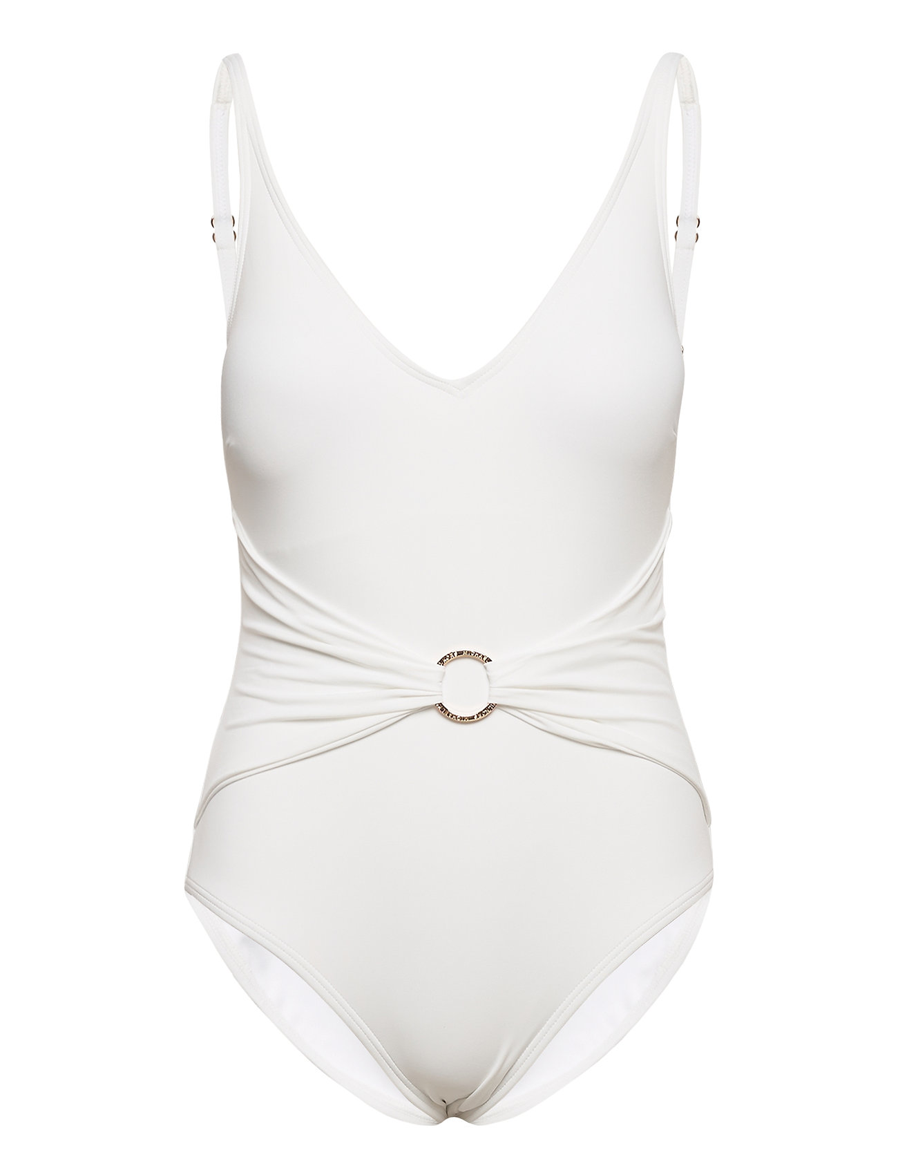 Iconic Solids Sash Logo Trim V-Neck Piece Uimapuku Uima-asut Valkoinen Michael Kors Swimwear
