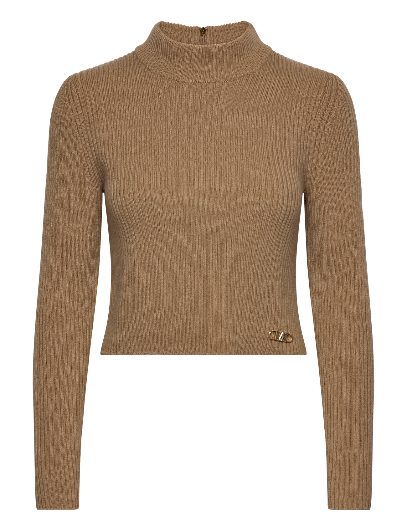 Mock Nk Rib Crop Top Brown Michael Kors