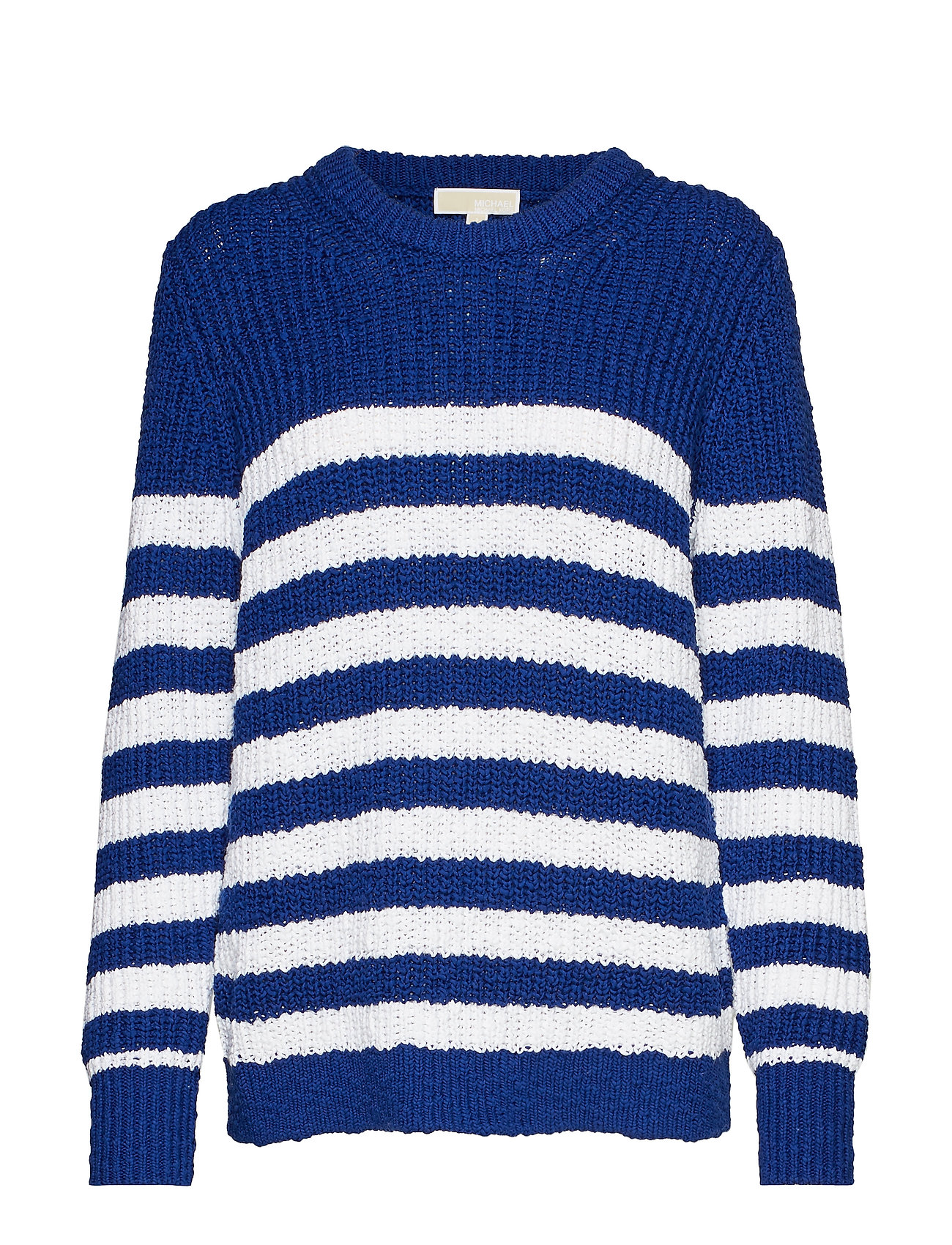 Stripe Slubby Ls Crew Gebreide Trui Blauw Michael Kors michael kors kopen in de aanbieding