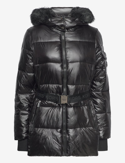 BELTED HORIZONTAL QUILTED - down- & padded jackets - black