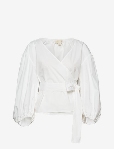 POPLIN WRAP TOP - blouses met lange mouwen - 100 white