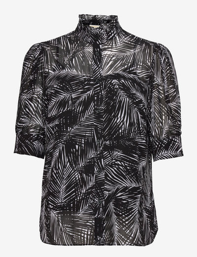 PALM SHORT PUFF SLV TOP - blouses met korte mouwen - 128 white/black
