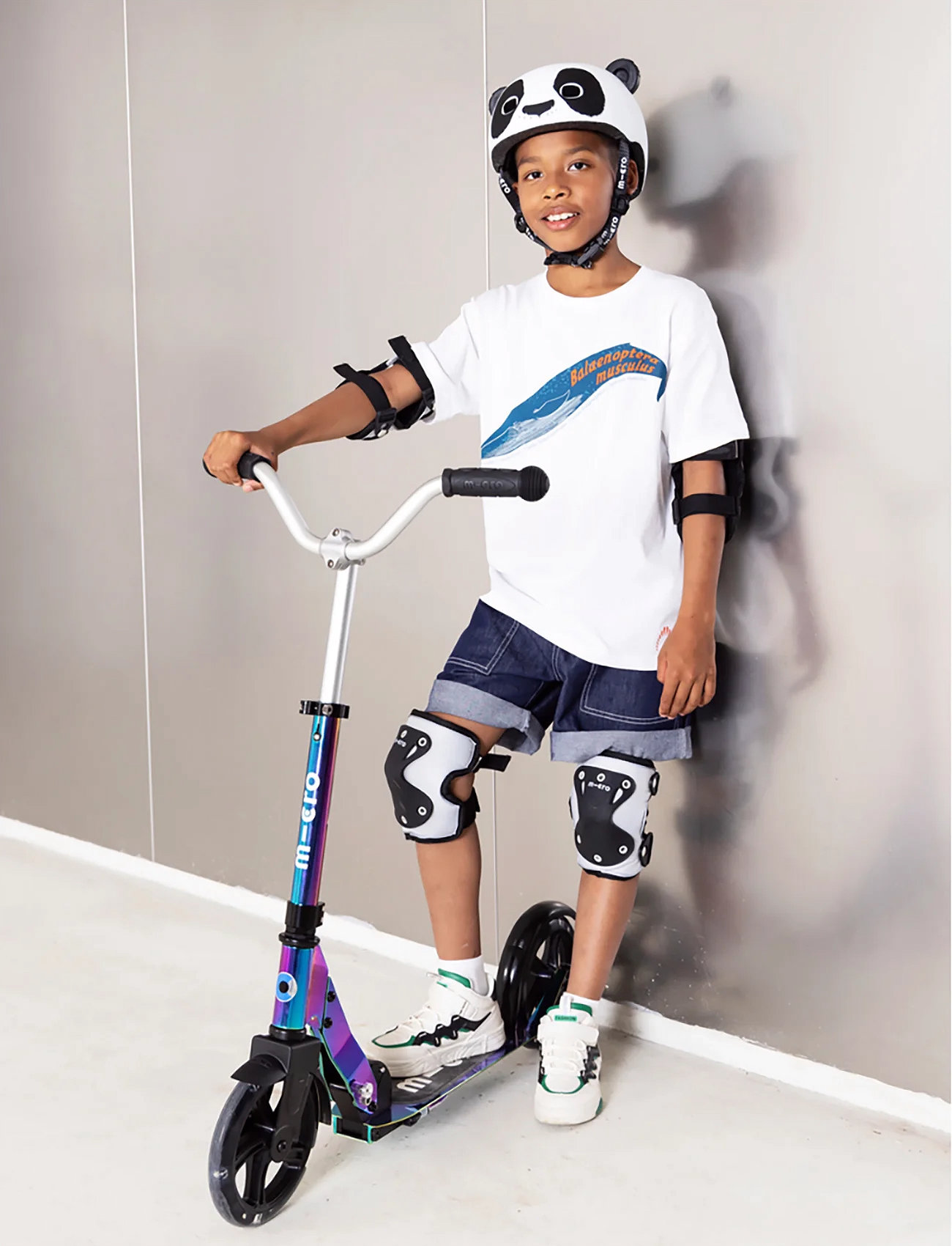Micro Micro - Hjelm - 3D Panda M, M, White, Outdoor Legetøj > Helmets & Protection, Børn