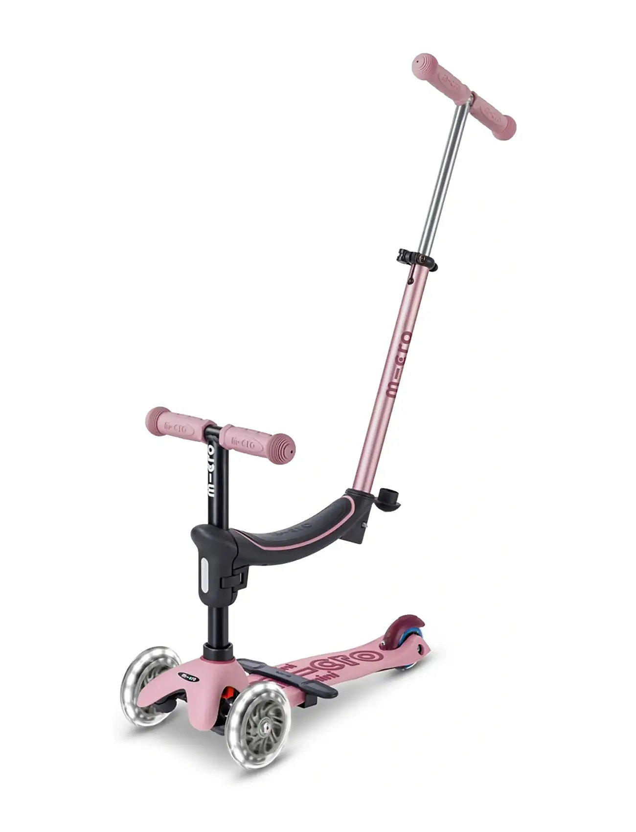 Micro Micro - Mini2Grow Deluxe Magic Led 2.0 - Dusty Rose, One Size, Pink, Outdoor Legetøj > Kick Bikes, Børn