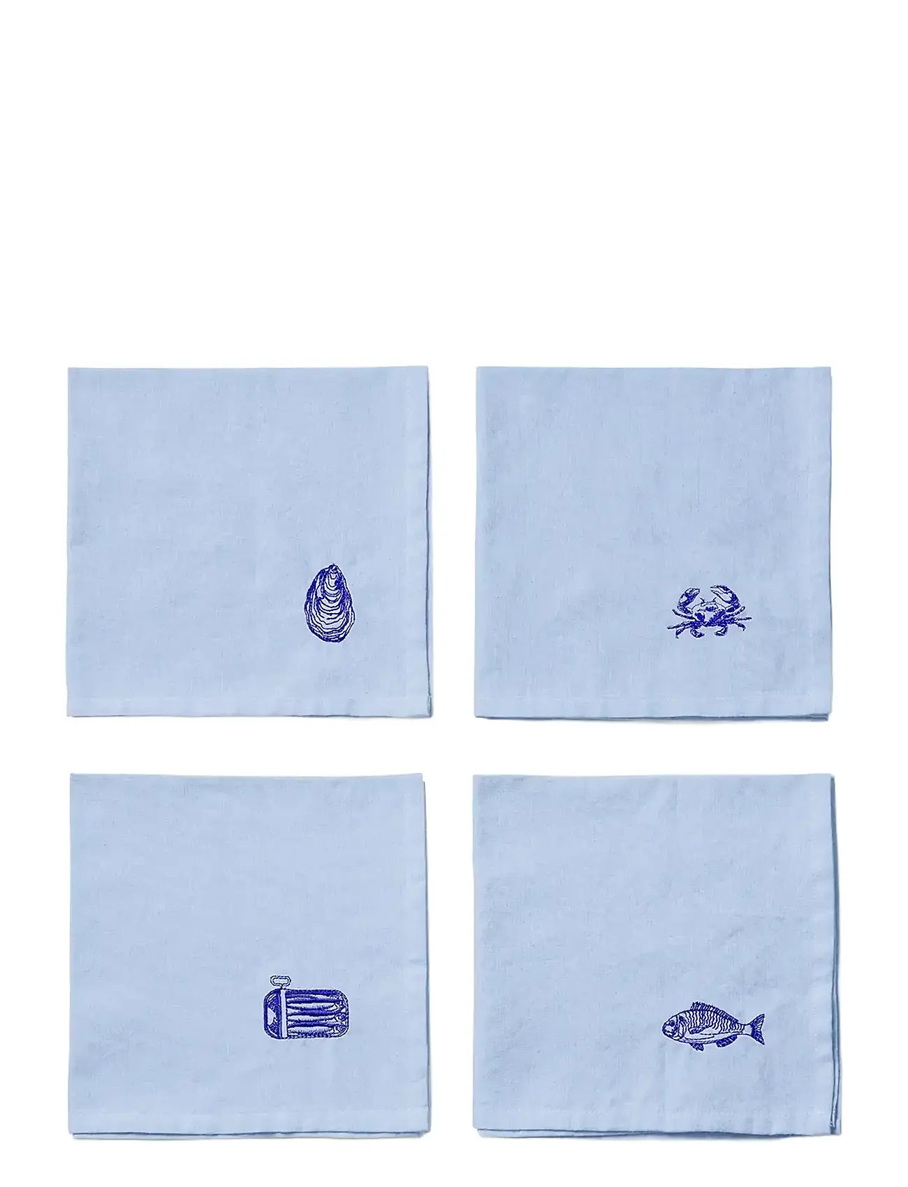 MIDNATT Napkins 4-Pack Josefin La Mer Blau - 40X40CM - Unisex