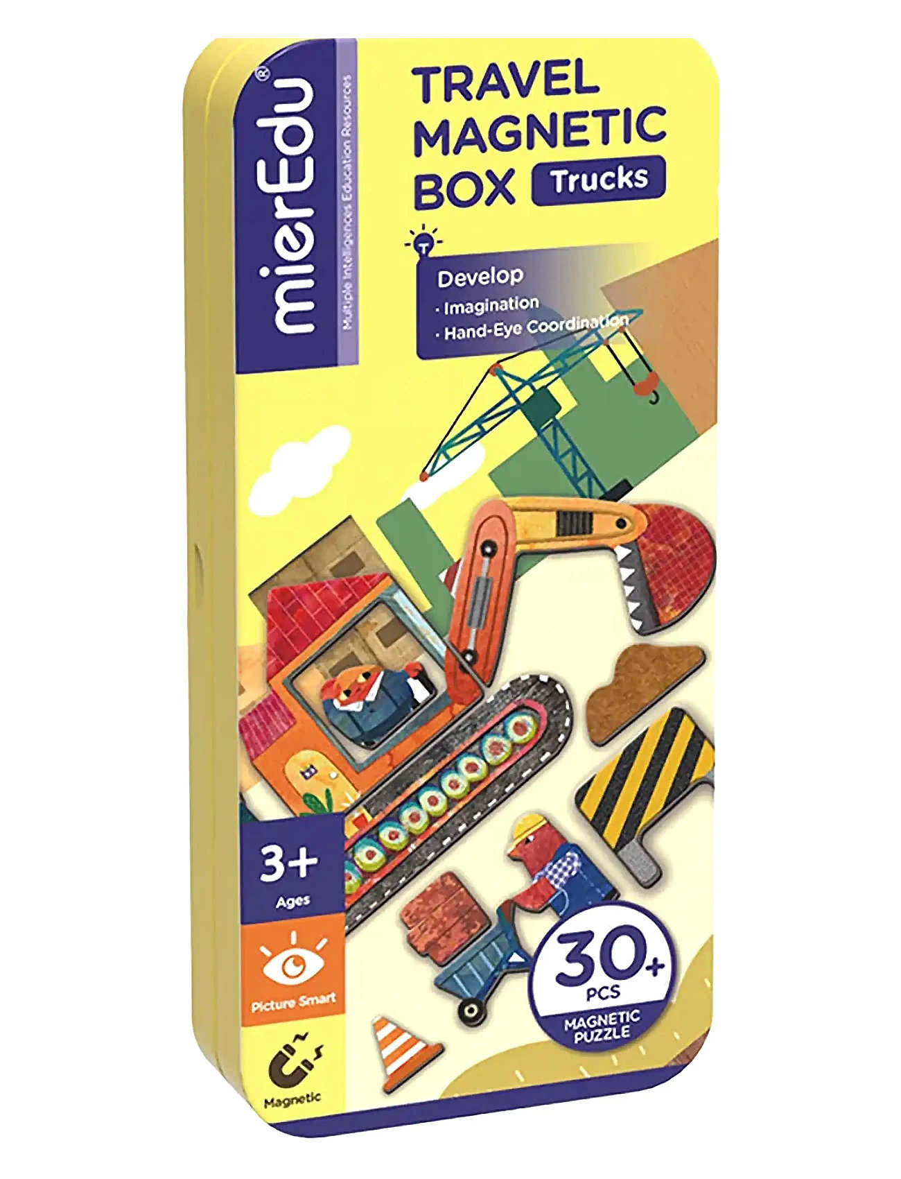 MIEREDU Magnetic Travel Box - Construction Site Patterned - One Size - Kinder