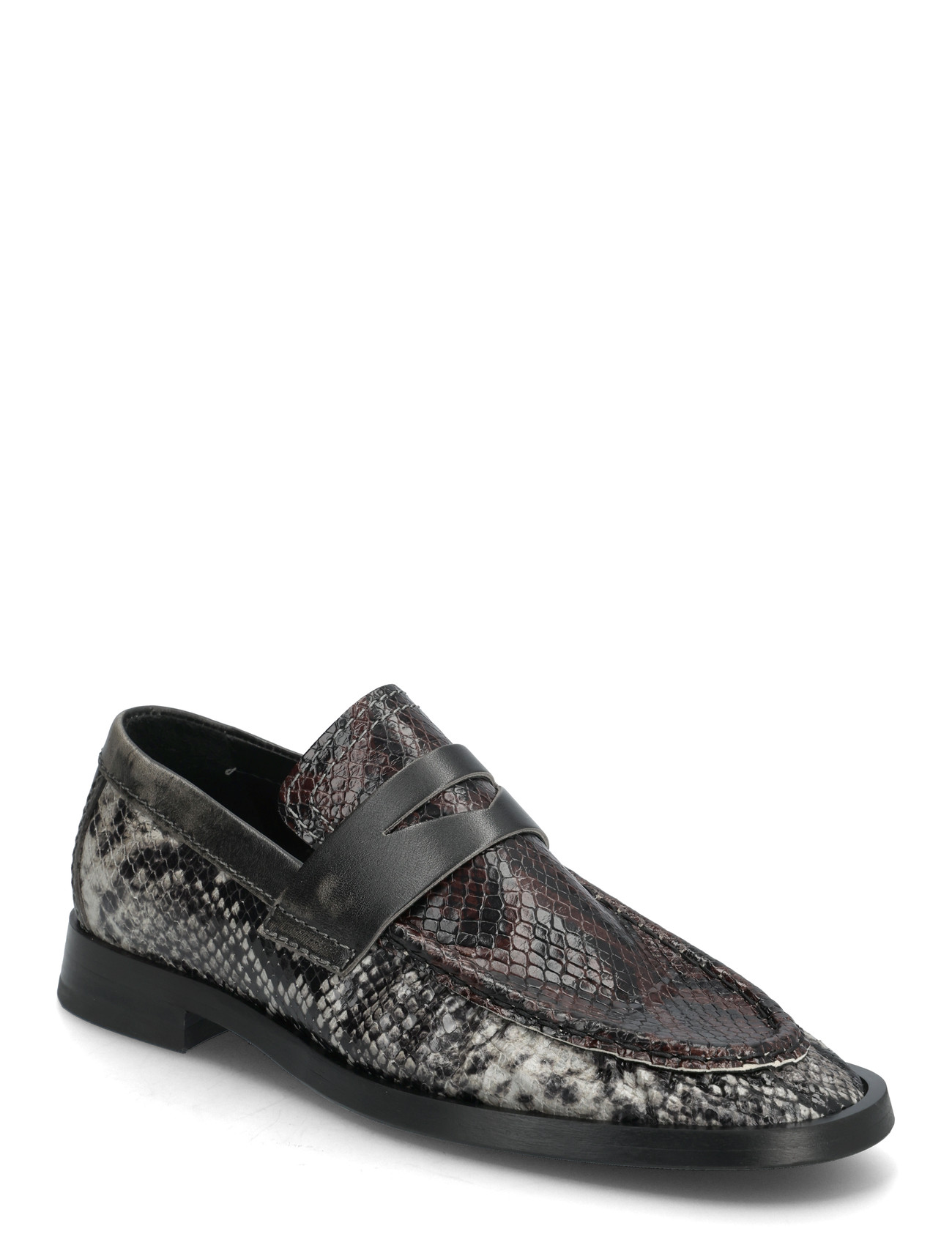 MIISTA Zita Brown And Grey Moccasin Loafers, 38, Multi/patterned, Loafers > Flat Loafers, Dame