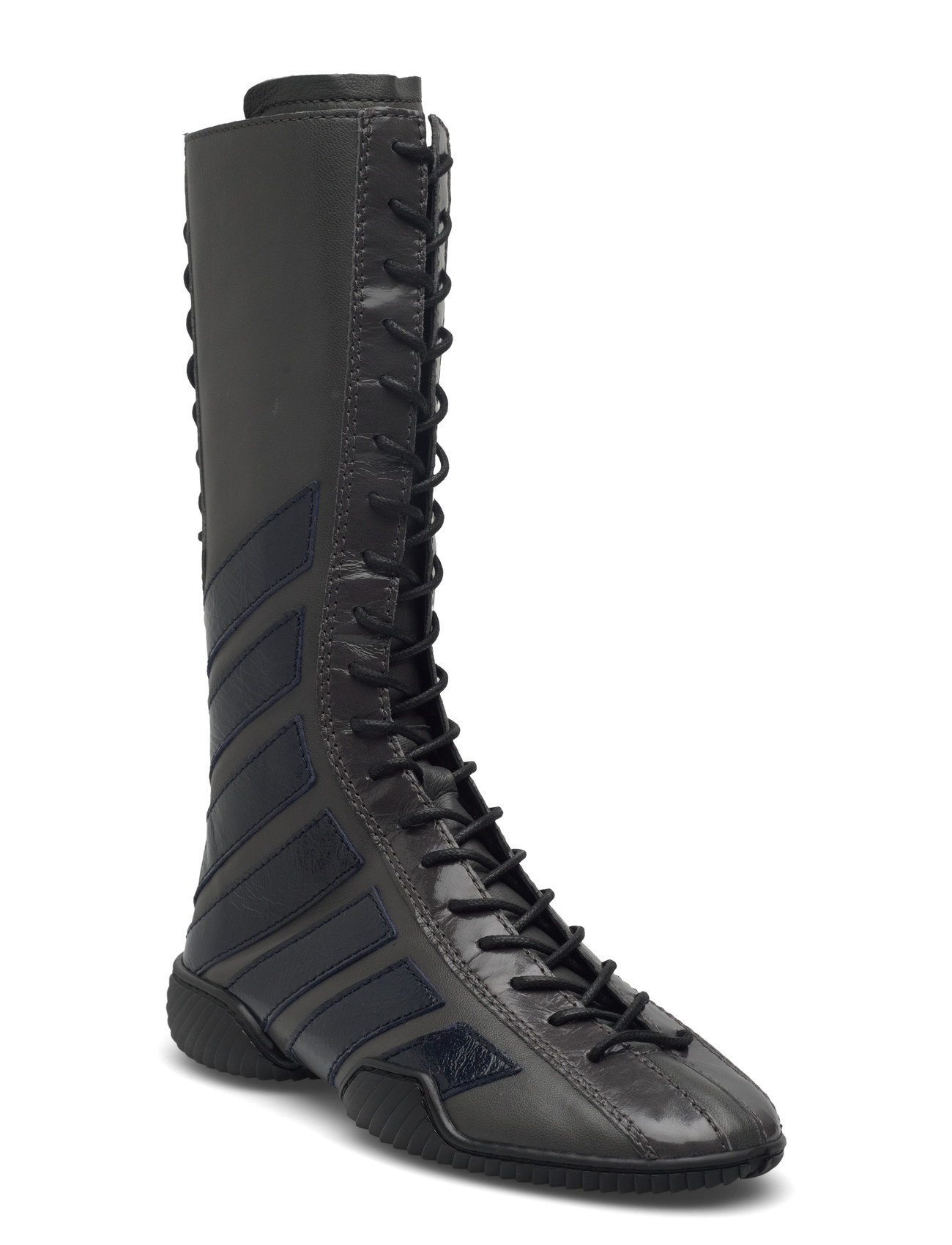 MIISTA Imogen Grey Navy Lace Sneaker Boots, 41, Grey, Tall Boots > Knee High Boots, Dame