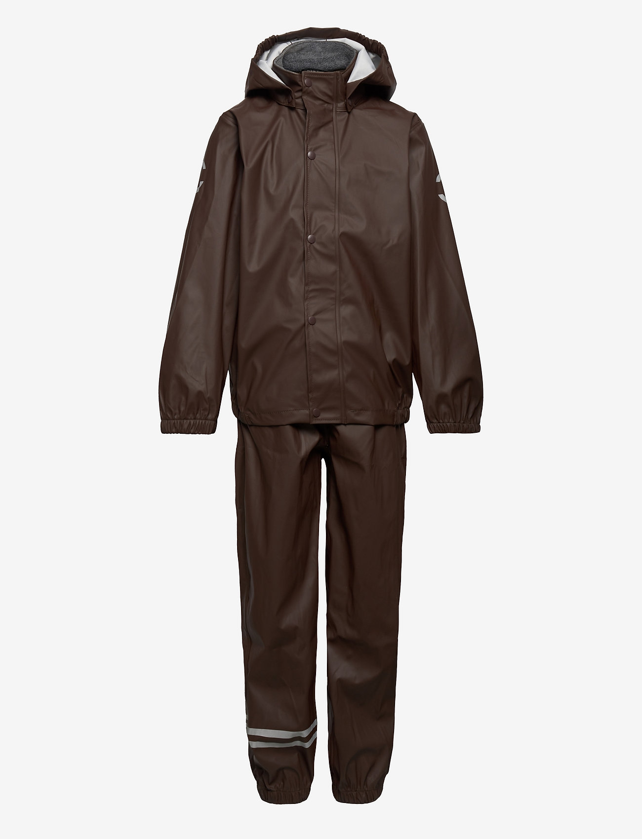 Mikk-Line - PU Rain Set w. Susp/110 - vêtements de pluie doublés - chocolate brown - 0