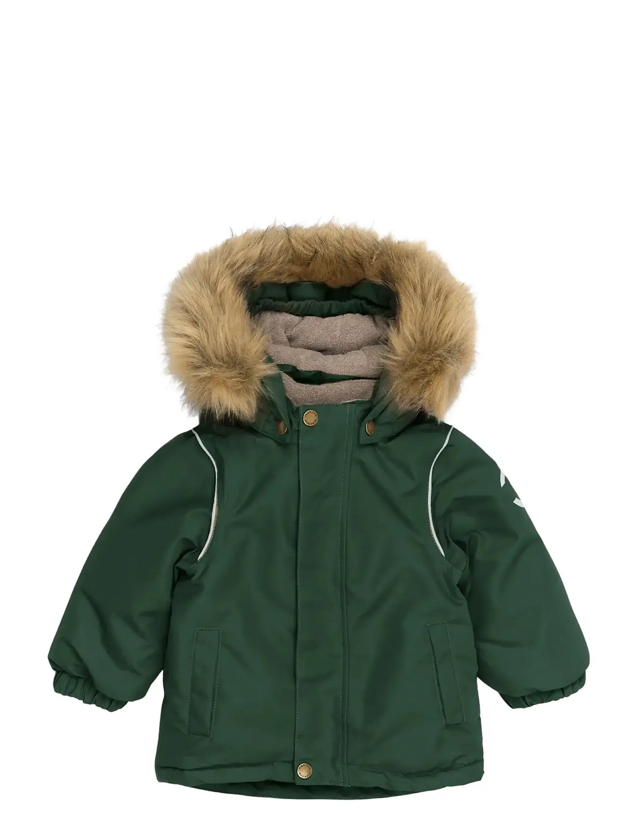 MIKK-LINE Winter Jacke Solid With Fake Pelz Grün - 134 - Kinder