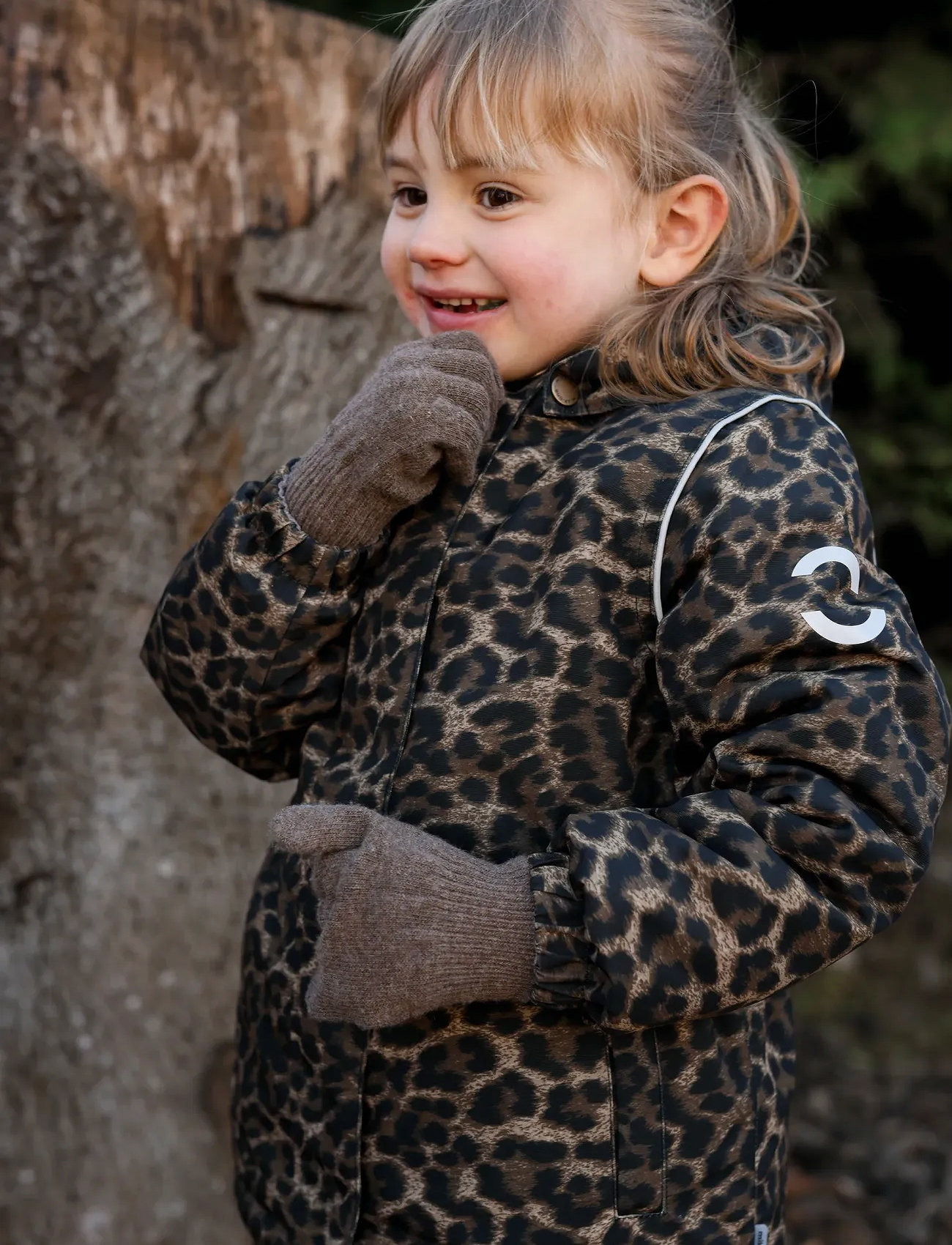 mikk-line Winter Jacket Waist Aop, 80, Brown, Sneskibeklædning > Sneskijakke, Børn