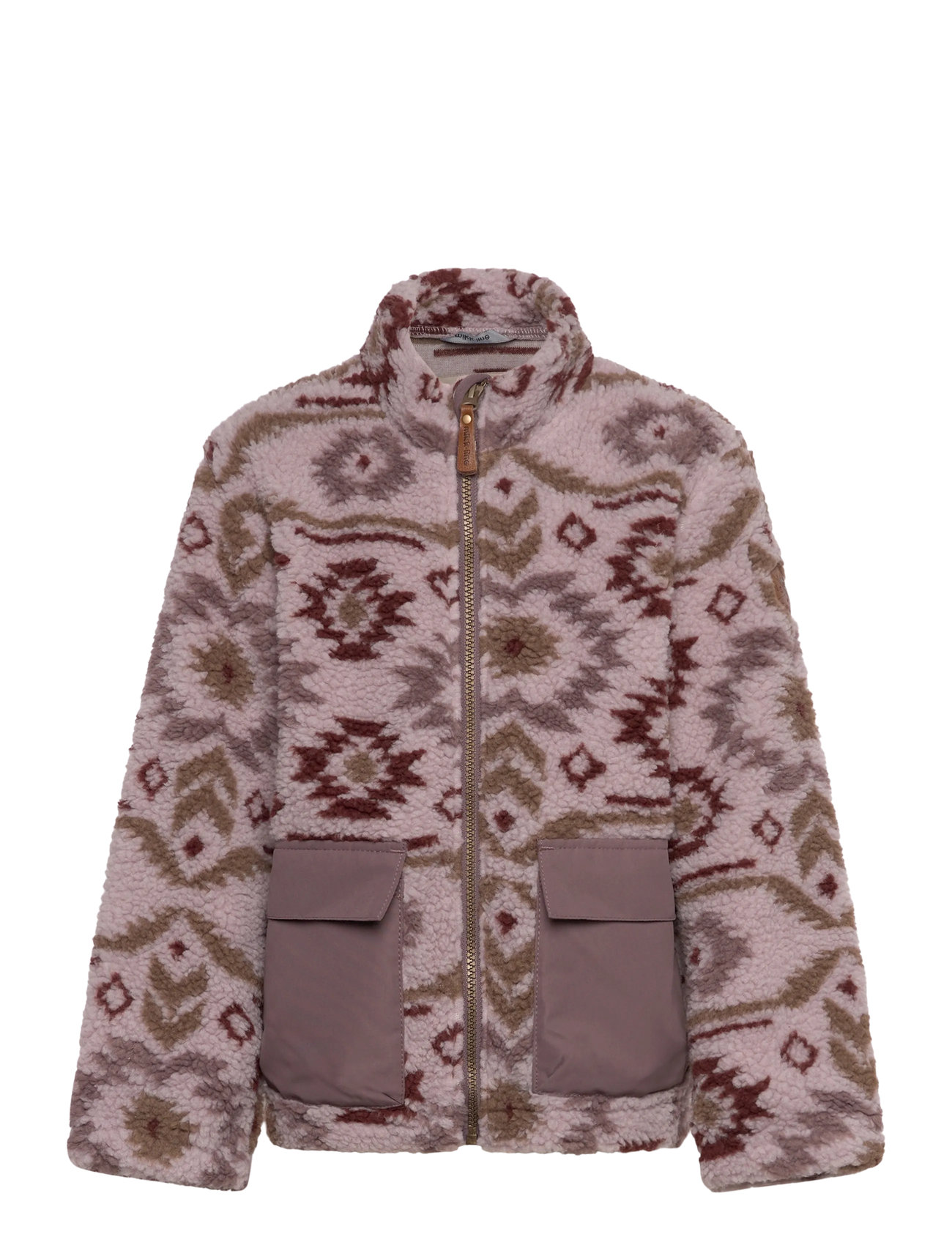 mikk-line Teddy Mix Jacket Aop, 116, Pink, Yderbeklædning Af Fleece > Fleecejakker, Børn