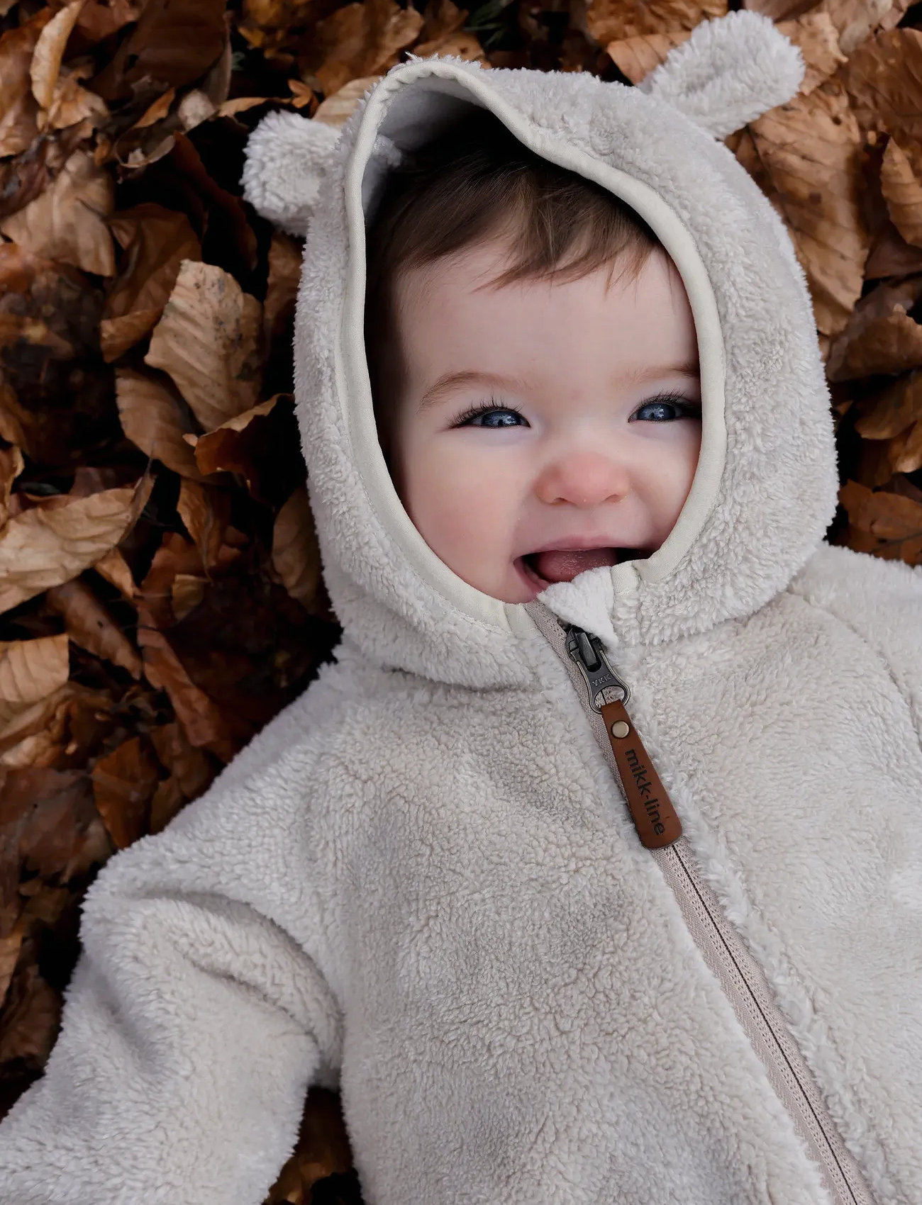 mikk-line Wp Teddy Suit W Ears, 98, Beige, Overtøj I Fleece > Fleecedragter, Børn